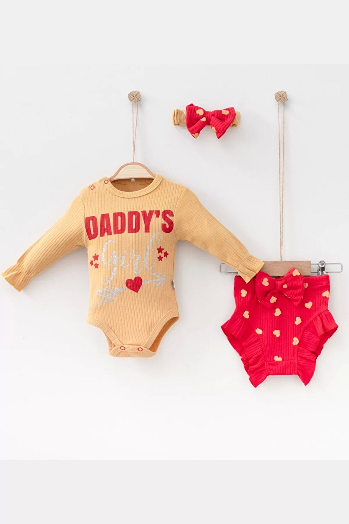 Daddy's Girl Bandanalı Kız Bebek Takımı