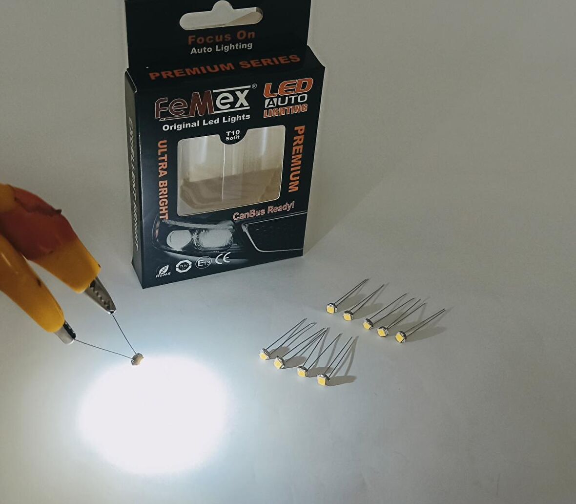 FEMEX Premium T5 T4 10'lu İnce Bacaklı Kıl Led Mini Led Ampul Parlak Beyaz