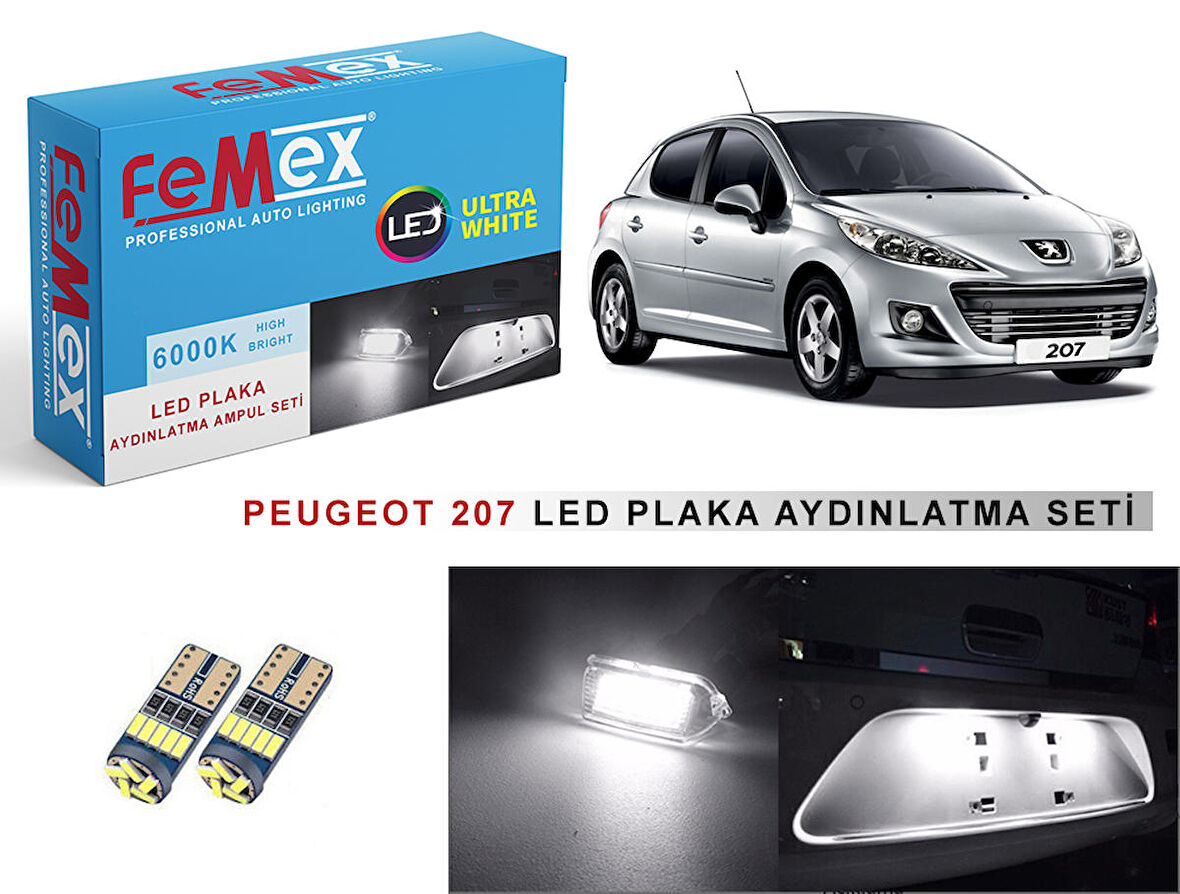 Peugeot 207 LED Plaka Aydınlatma Ampul Seti FEMEX Parlak Beyaz