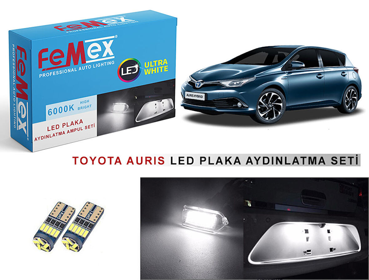 Toyota Auris LED Plaka Aydınlatma Ampul Seti FEMEX Parlak Beyaz