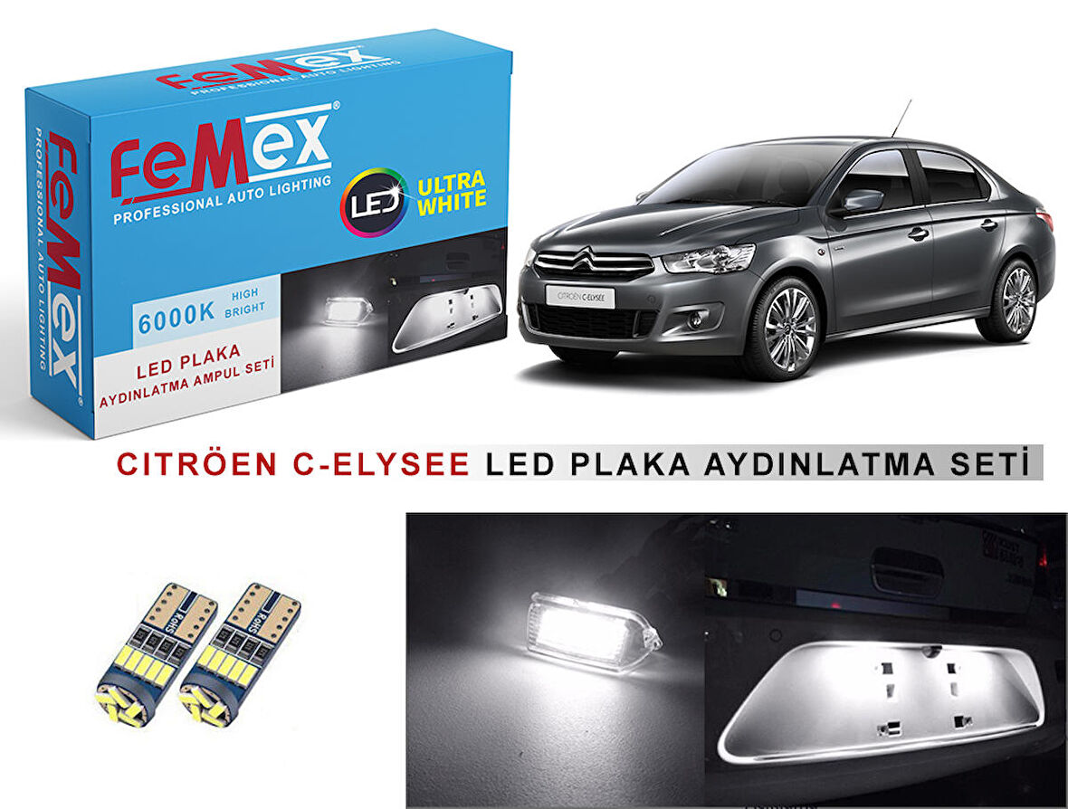 Citroen C-Elysee Plaka Aydınlatma Ampul Seti FEMEX Parlak Beyaz