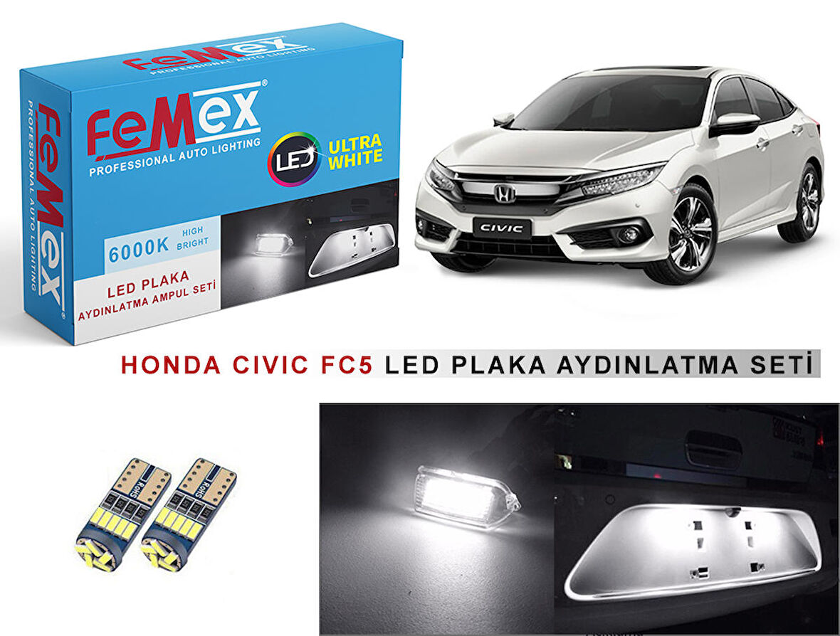 Honda Civic Fc5 LED Plaka Aydınlatma Ampul Seti FEMEX Parlak Beyaz