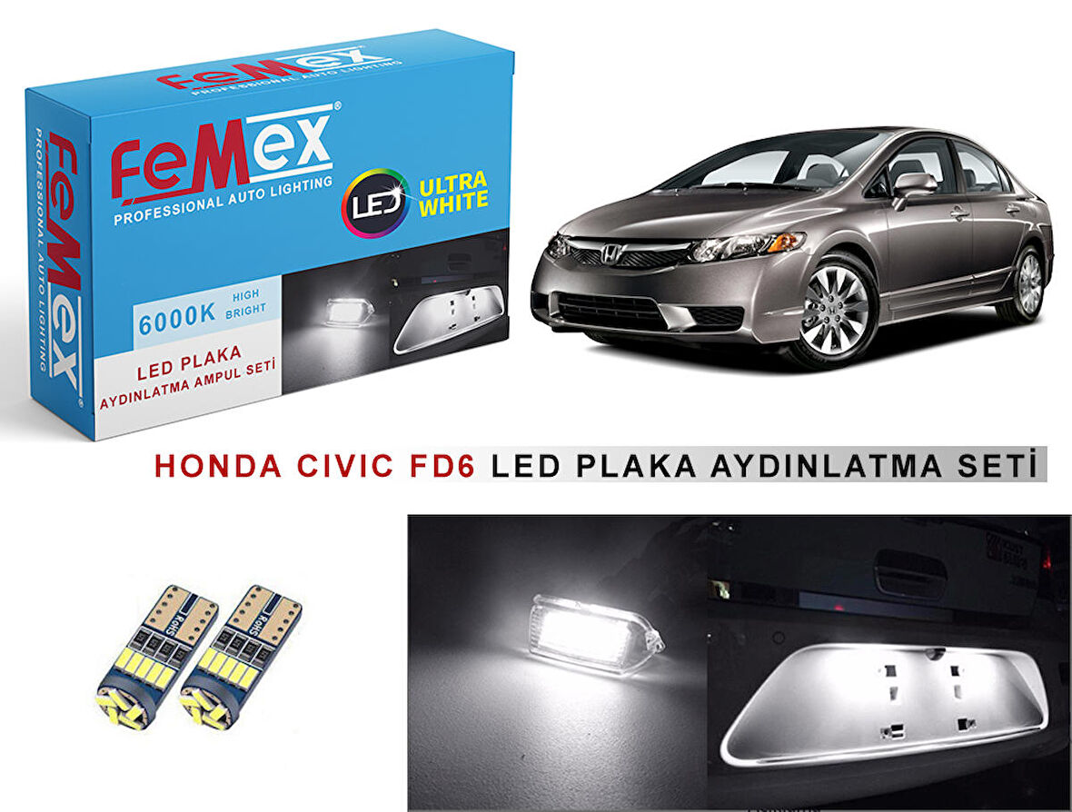 Honda Civic Fd6 LED Plaka Aydınlatma Ampul Seti FEMEX Parlak Beyaz