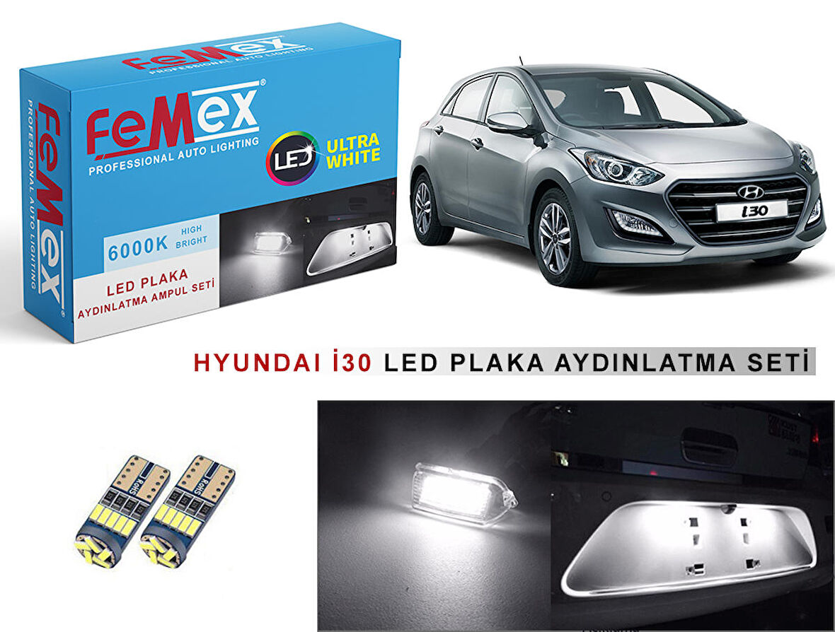 Hyundai İ30 LED Plaka Aydınlatma Ampul Seti FEMEX Parlak Beyaz