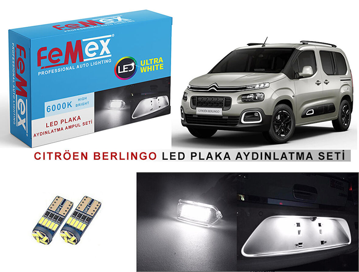Citröen Berlingo 2023 Sonrası LED Plaka Aydınlatma Ampul Seti FEMEX Parlak Beyaz