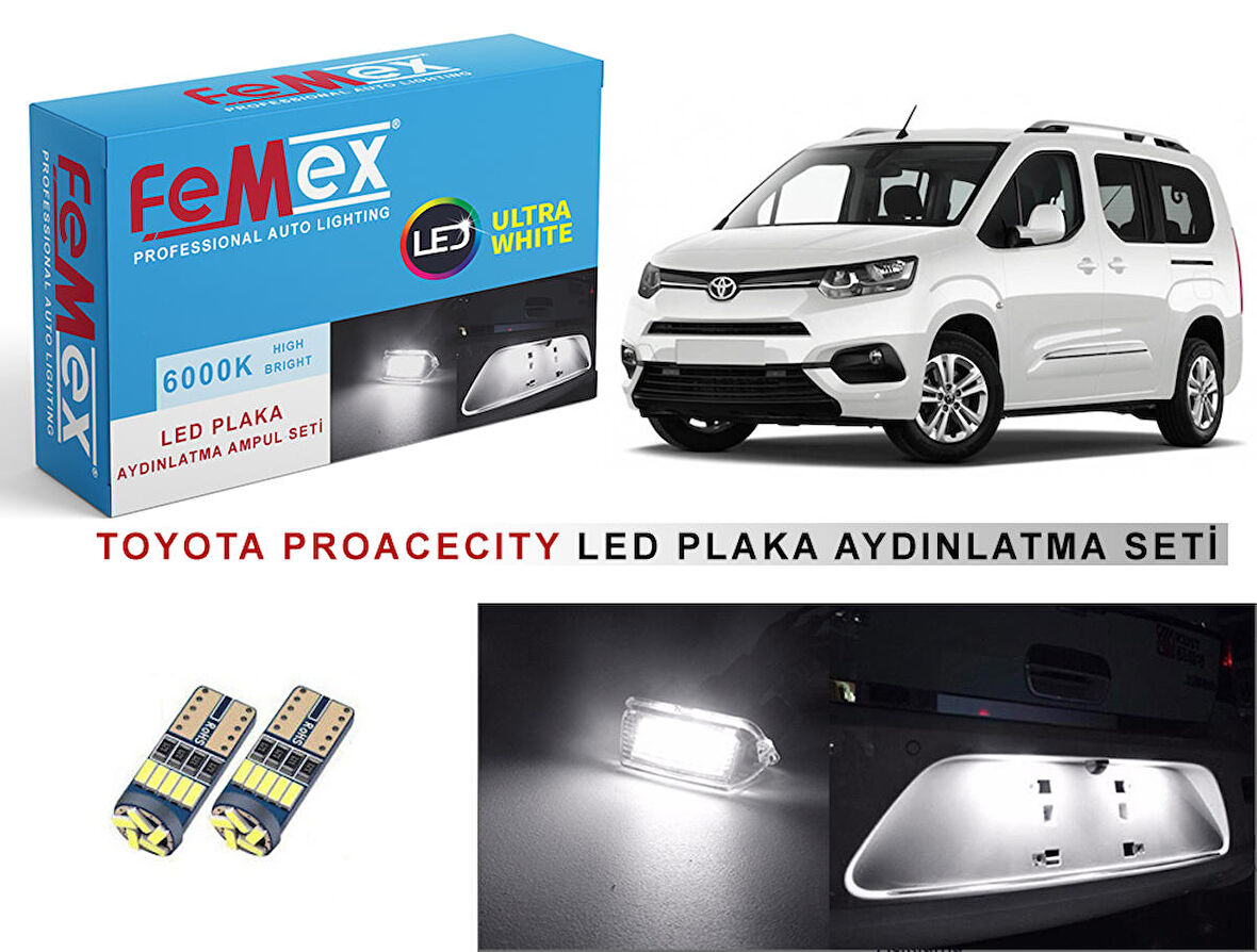Toyota ProaceCity LED Plaka Aydınlatma Ampul Seti FEMEX Parlak Beyaz