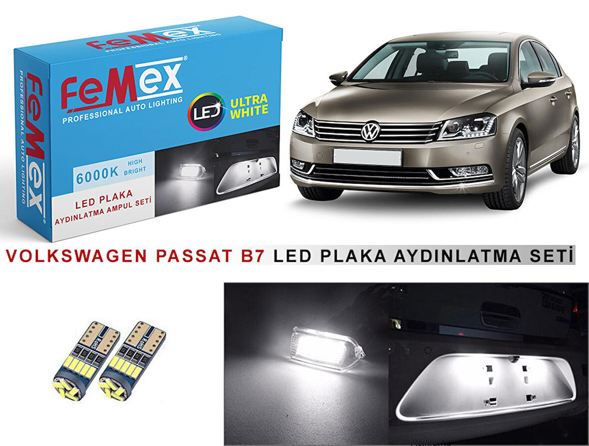 Vw Passat B7 LED Plaka Aydınlatma Ampul Seti FEMEX Parlak Beyaz