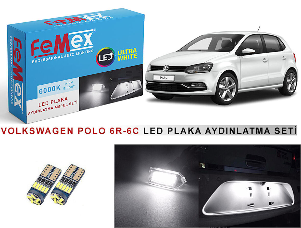 Vw Polo 6r 6c LED Plaka Aydınlatma Ampul Seti FEMEX Parlak Beyaz