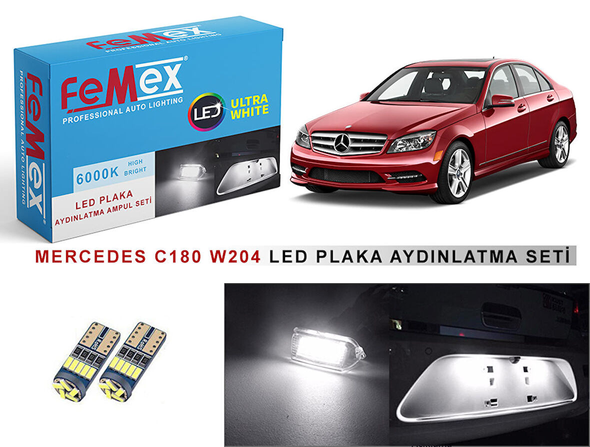 Mercedes C180 W204 LED Plaka Aydınlatma Ampul Seti FEMEX Parlak Beyaz