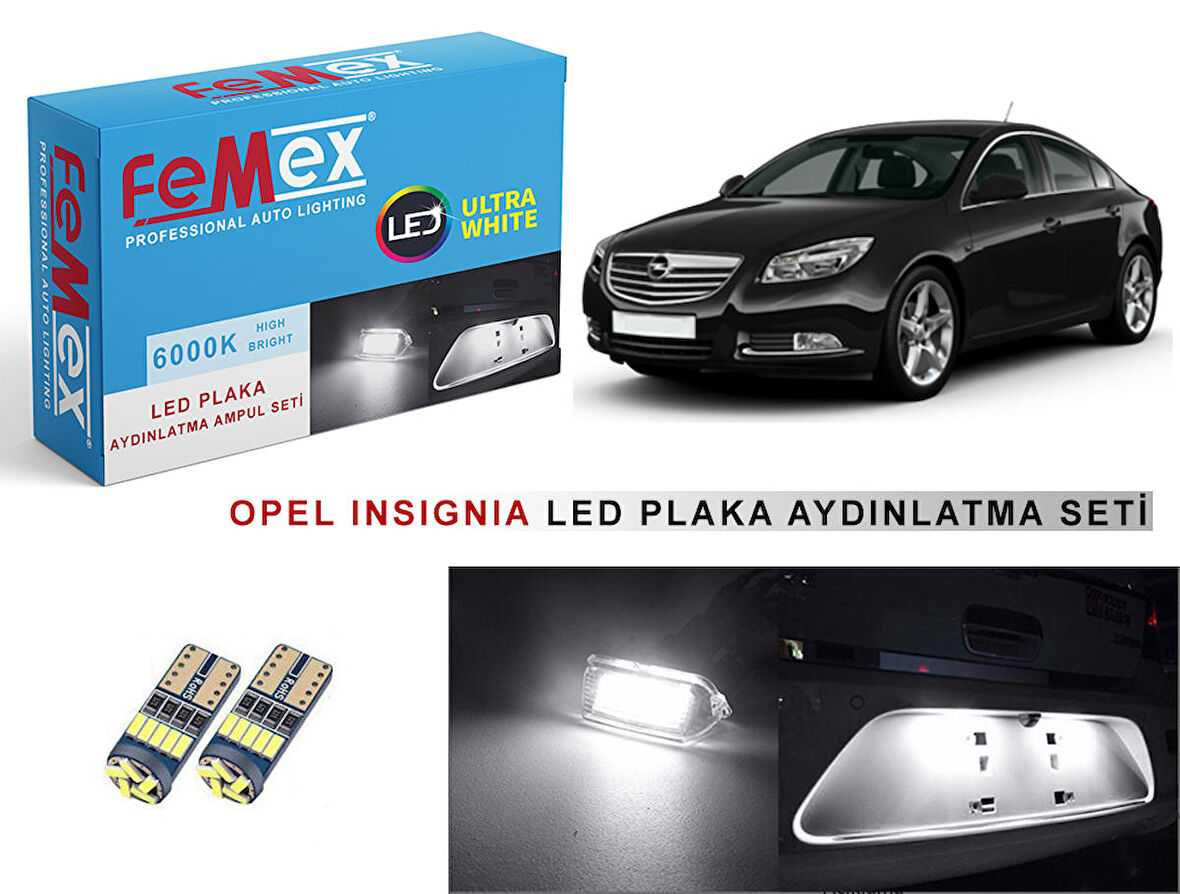 Opel İnsignia LED Plaka Aydınlatma Ampul Seti FEMEX Parlak Beyaz