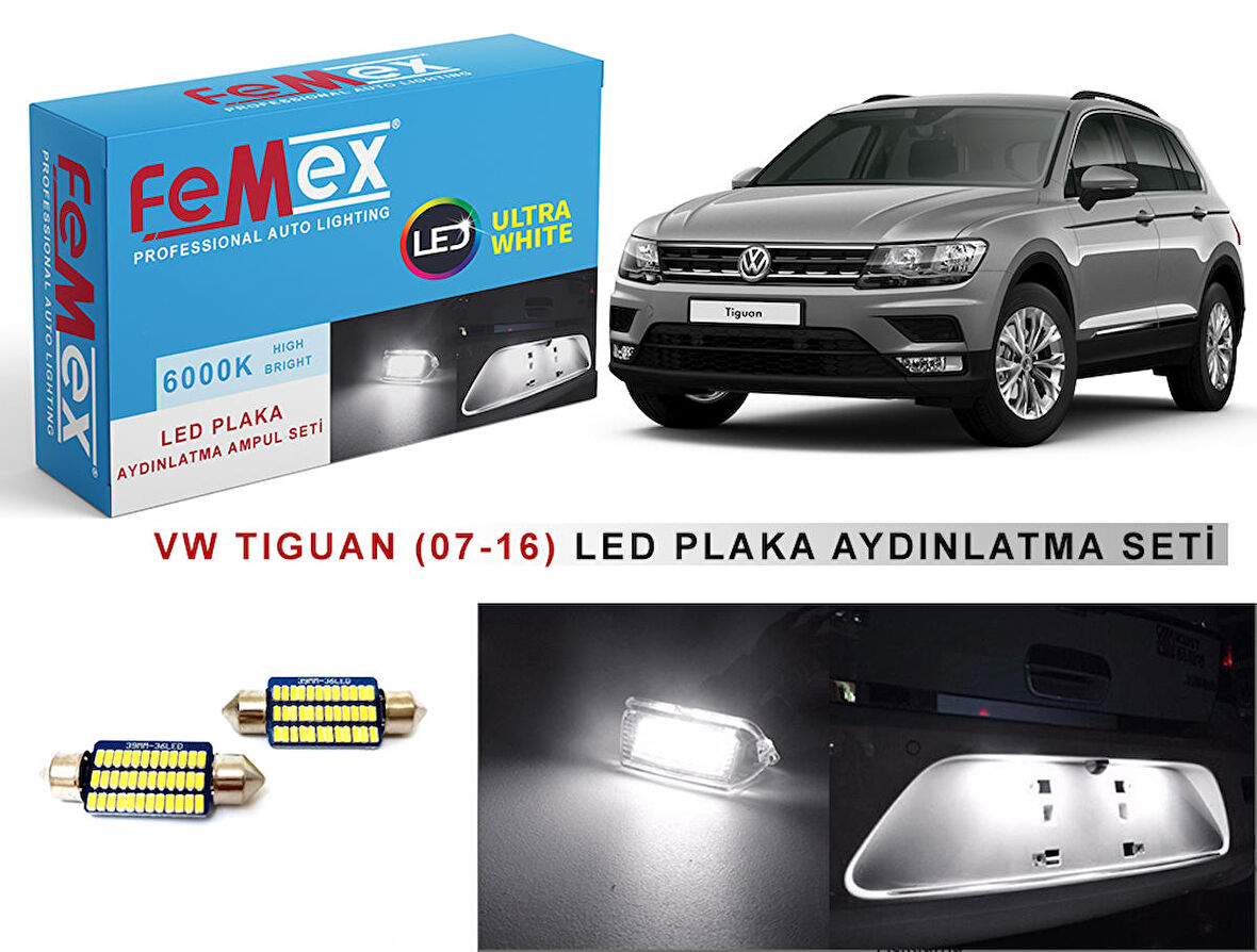 Vw Tiguan (2007-2016) LED Plaka Aydınlatma Ampul Seti FEMEX Parlak Beyaz