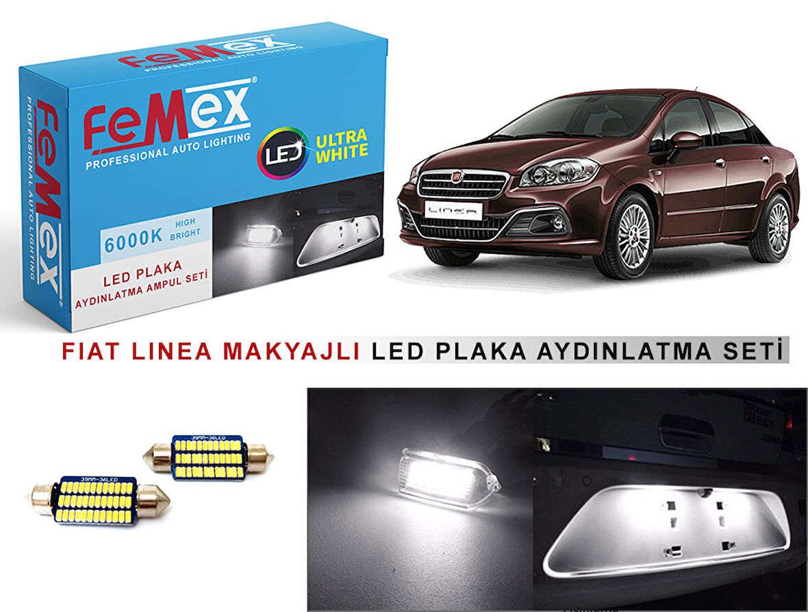 Fiat Linea Makyajlı LED Plaka Aydınlatma Ampul Seti FEMEX Parlak Beyaz