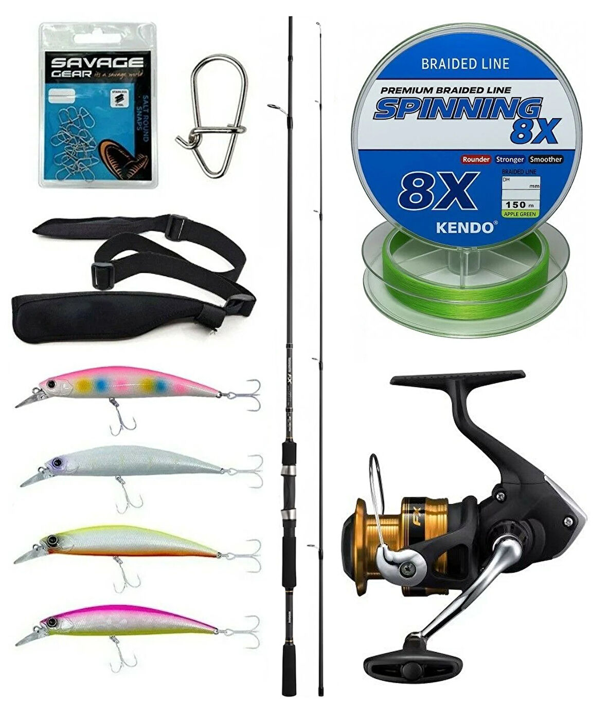 Yek Outdoor Spin Olta Seti Shimano Kamış FX XT Spinning Moderate Fast 2,70m 14-40g 2pc&Shimano Makina FX 2500 FC HG