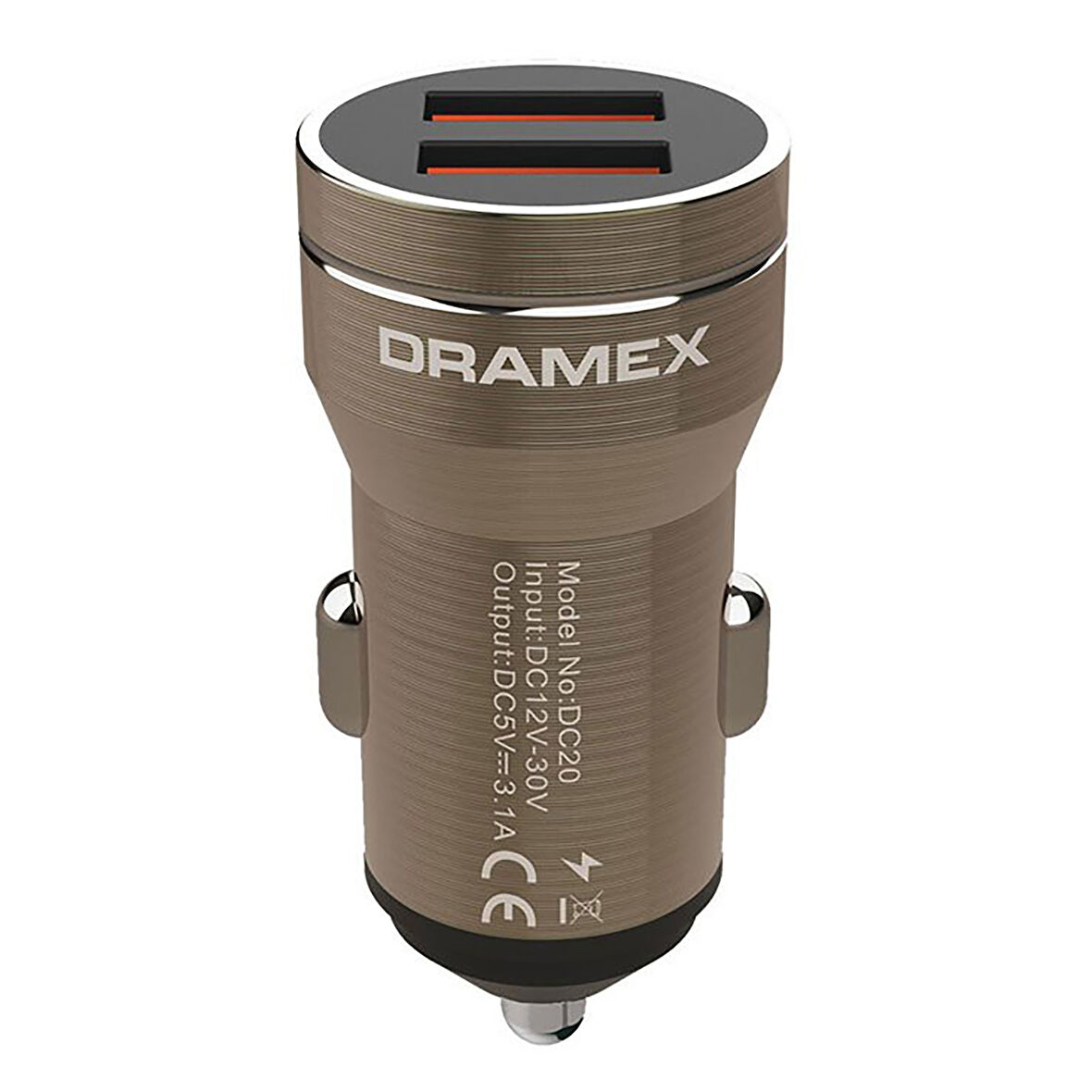 Dramex DC20B 3.1A 2xUSB-A Çıkışlı Hızlı Araç Şarj Cihazı - Metalik Kahverengi