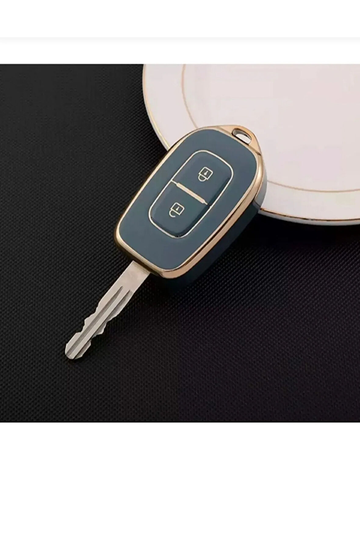 Lüx Renault Ve Dacia Duster Scenic Master Megane 2 Tuşlu Anahtar Koruma Kılıfı Gri Gold Altın Renk