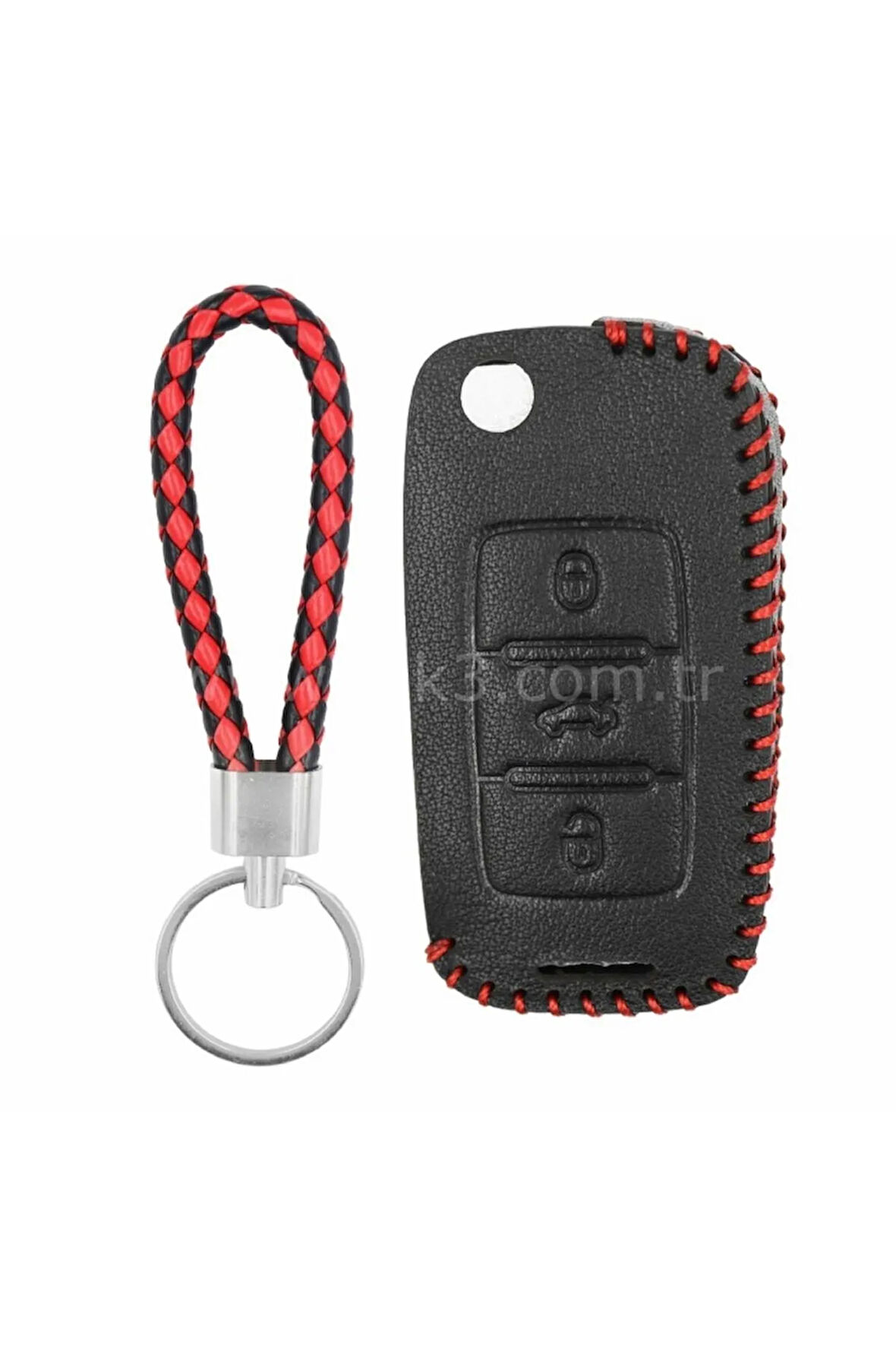 Lüx Tiguan Jetta Golf 5 Golf 6 Scirocco Polo Caddy 3 Buton Sustalı Deri Anahtar Koruma Kılıfı