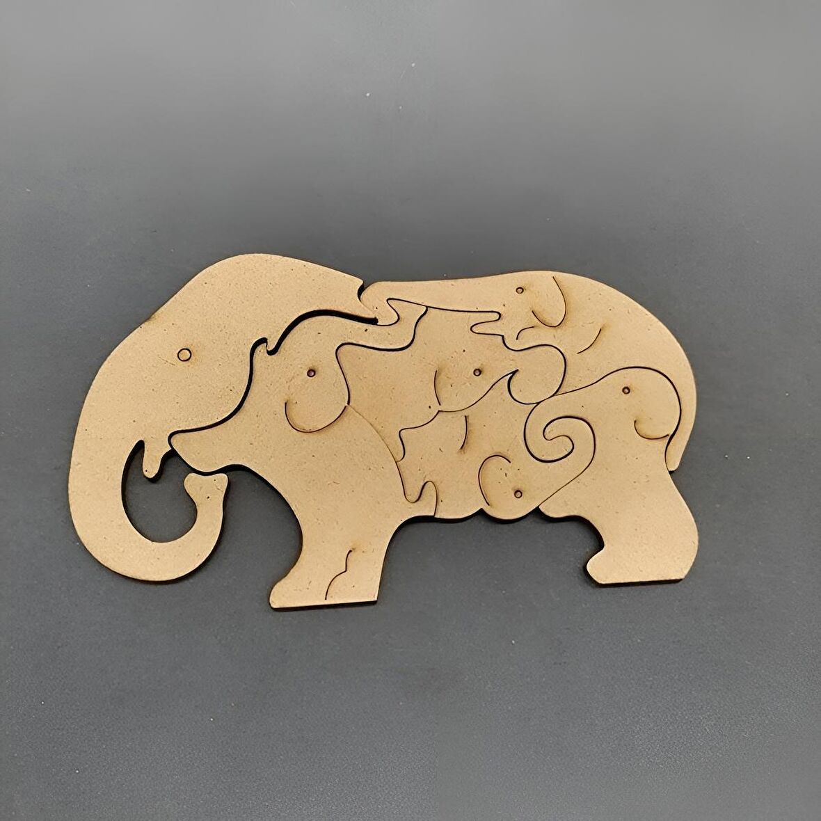 Ahşap Organik Fil Puzzle  Boyanabilir Oyuncak