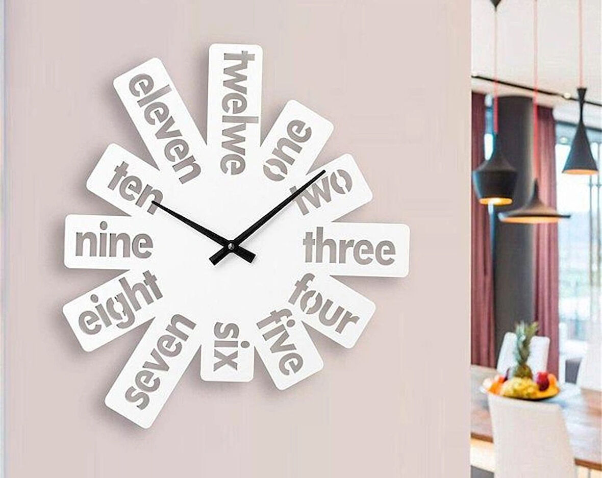 Beyaz ingilizce dekoratif dekor saat 