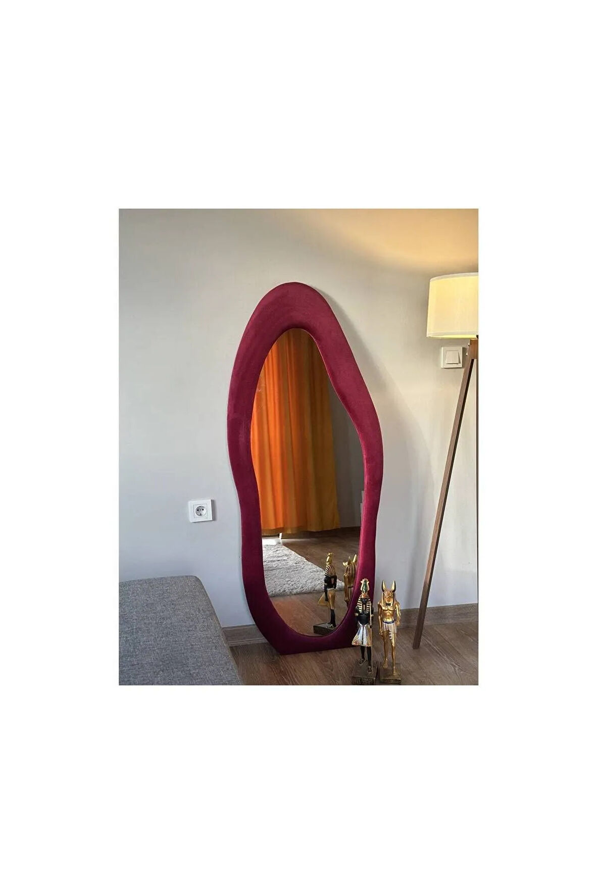 Kumaş Çerçeveli Dekoratif Boy Aynası 1 - 180x70 cm