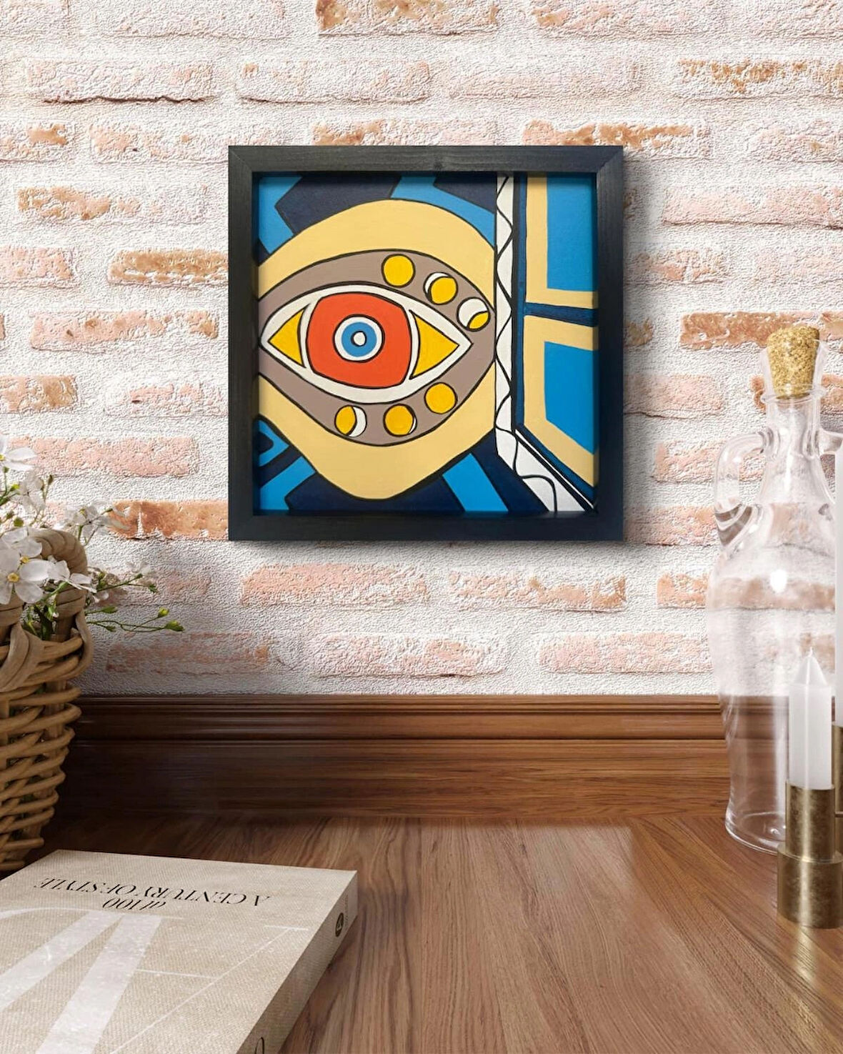 Modern Soyut Tablo – El Boyaması – 22x22 Ev Dekorasyon Tablosu – MDF Üzeri Akrilik