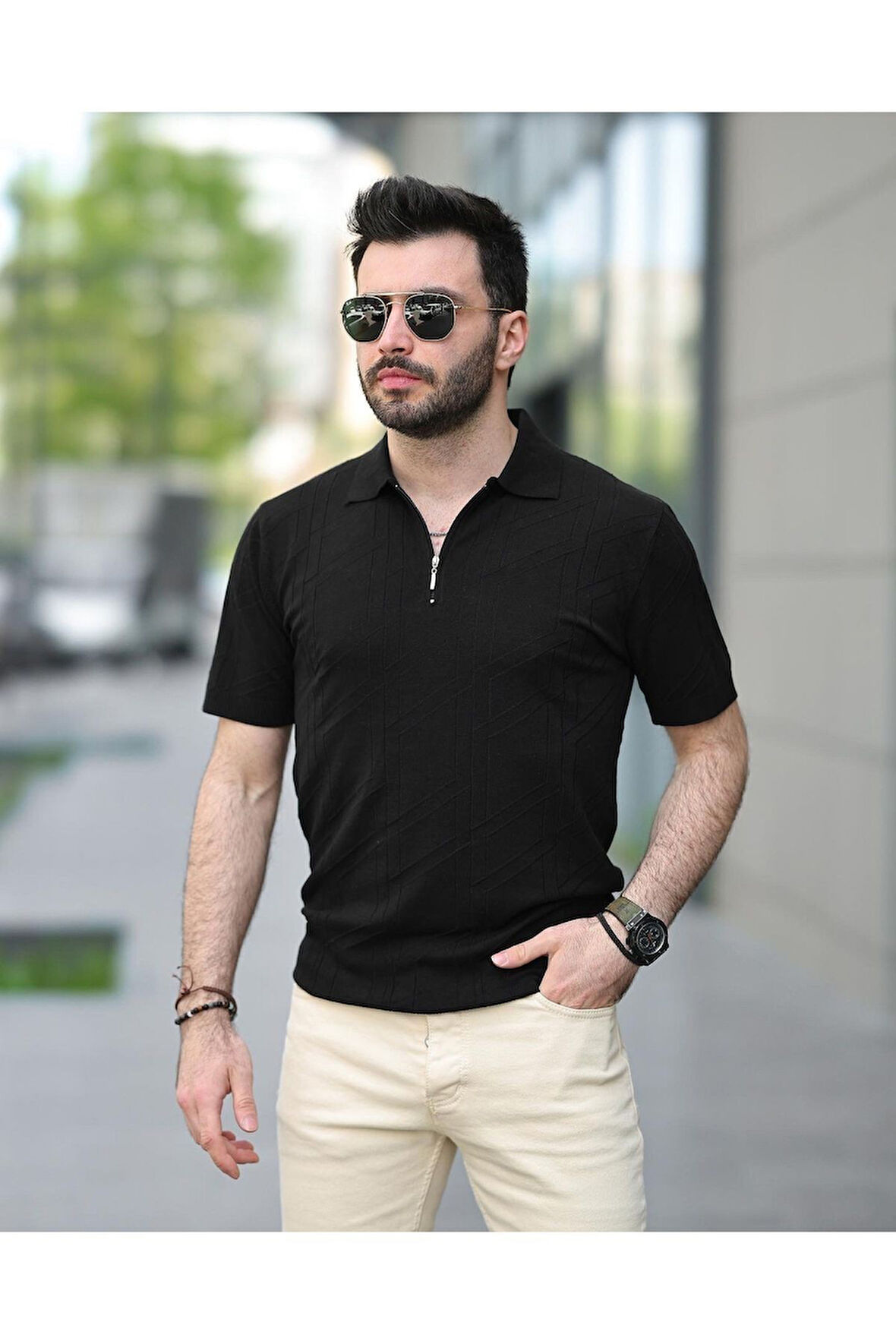 Fermuarlı Triko Tshirt