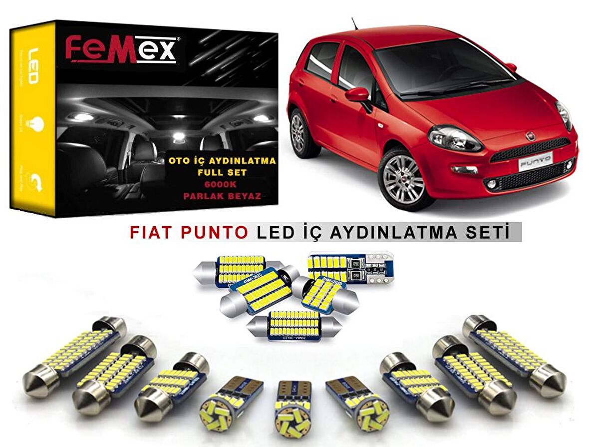 Fiat Punto LED İç Aydınlatma Ampul Seti FEMEX Parlak Beyaz