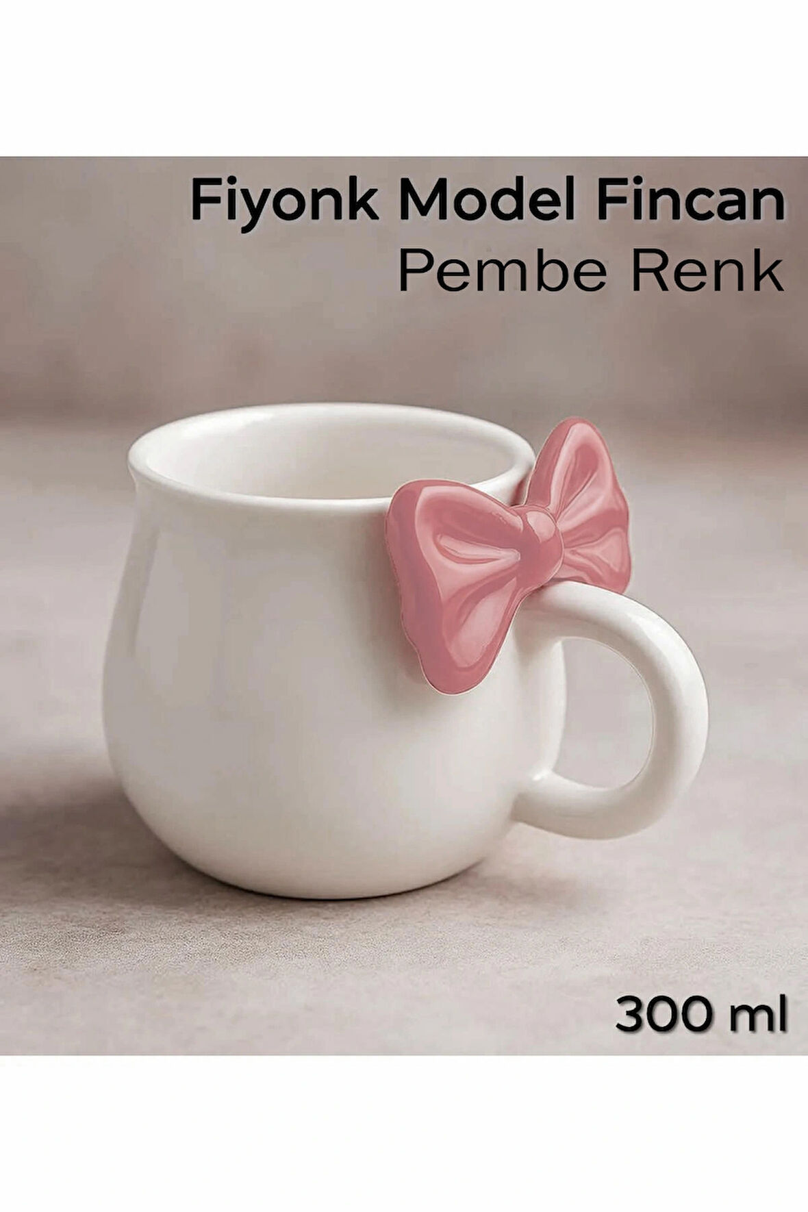 1 Adet Pembe Fiyonk Serisi Kupa Bardak Fiyonklu Tasarım Çay Kahve Sunum Kupası