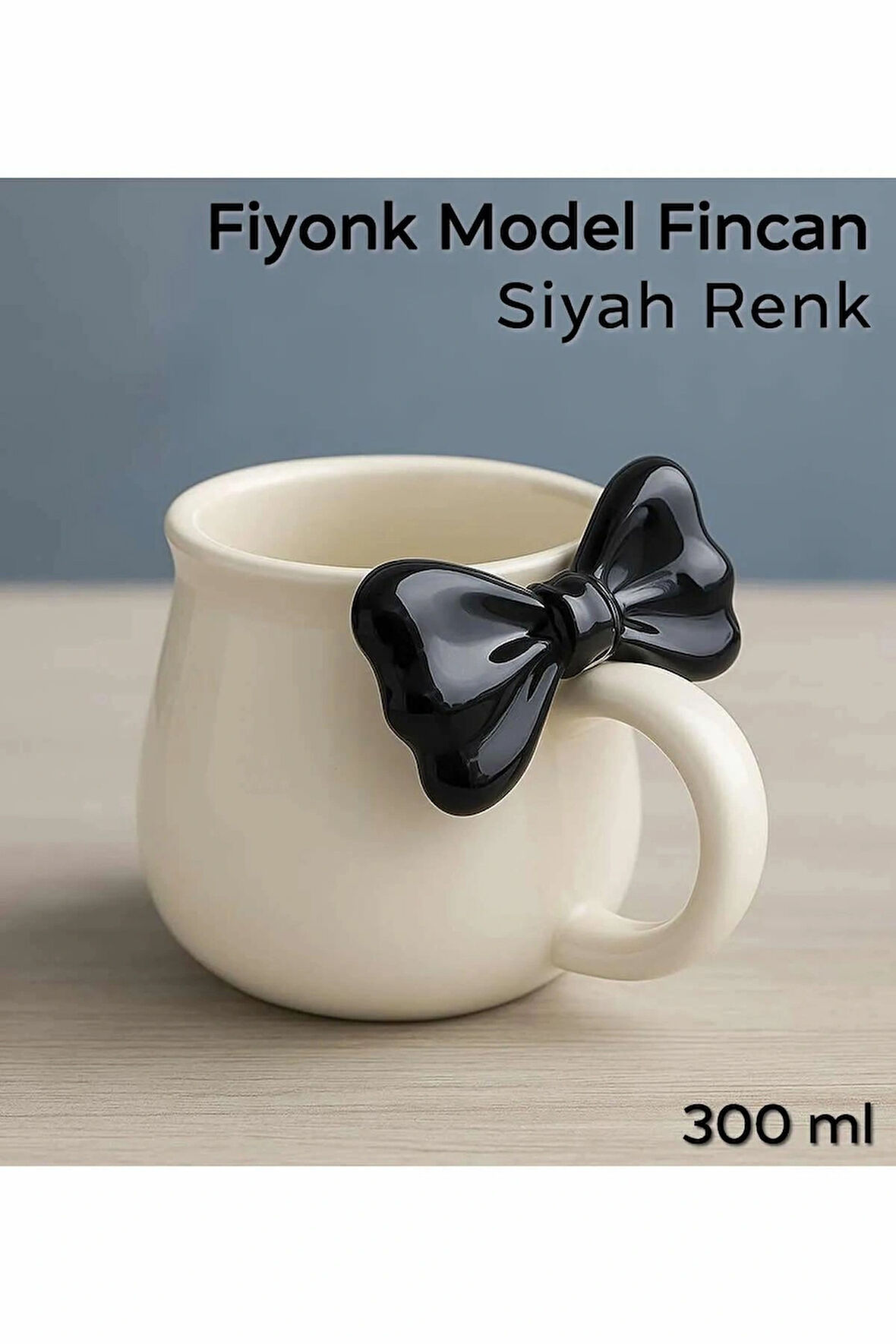 1 Adet Siyah Fiyonk Serisi Kupa Bardak Fiyonklu Tasarım Çay Kahve Sunum Kupası