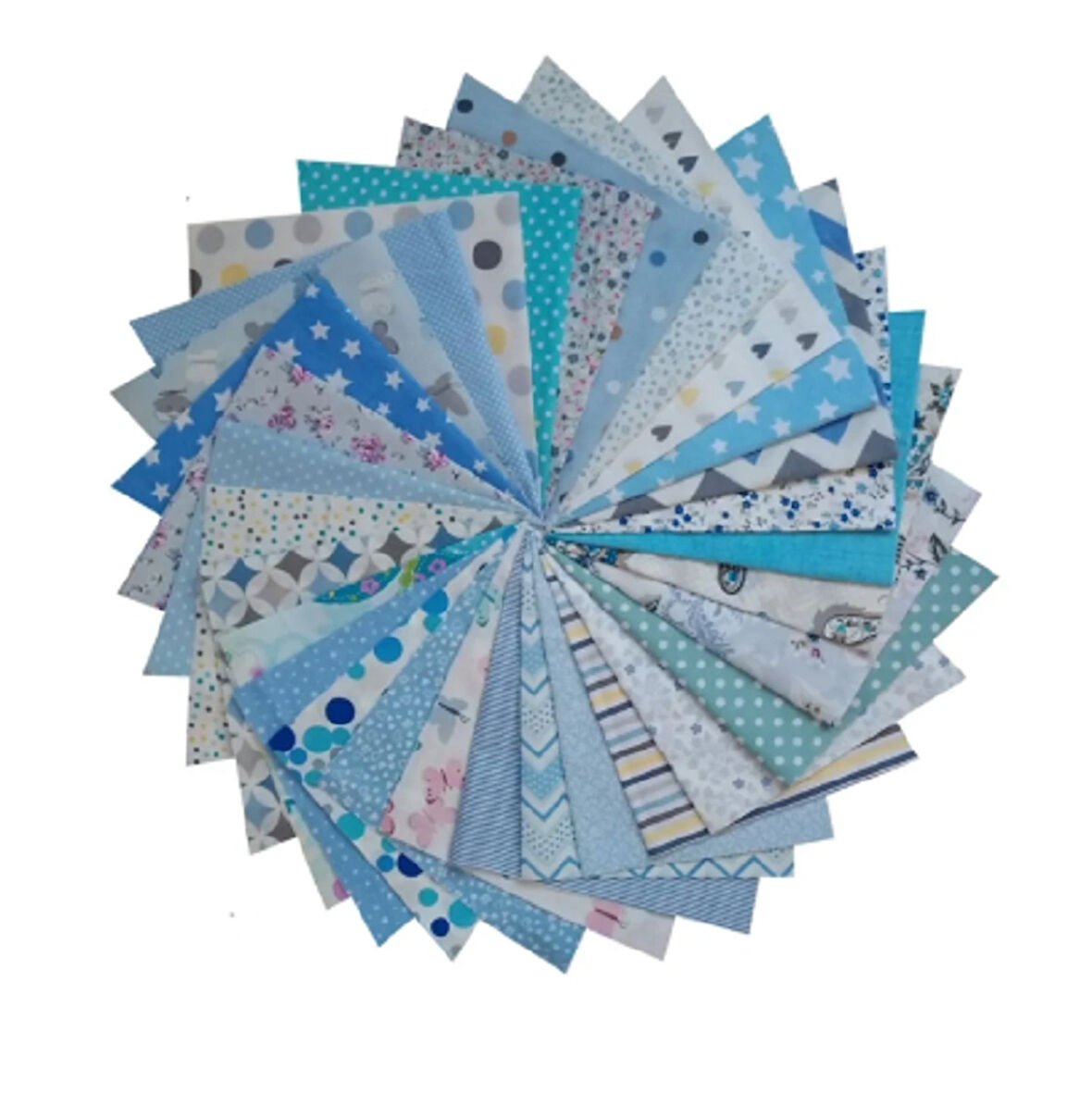 25x25 Cm 20 Adet Kırkyama Patchwork Pamuklu Kumaş 40yama Dikiş Hobi - Maviler Serisi