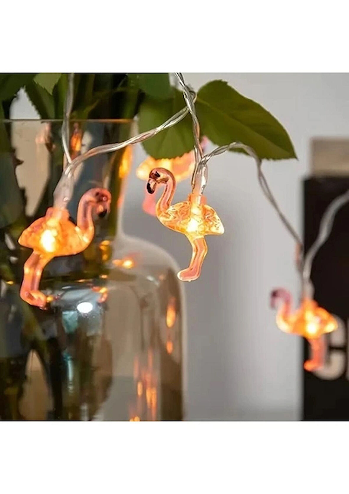 Bak Gel Al Pembe Flamingo Figürlü 10 Lu LED Işık Zinciri | Pilli Dekoratif Aydınlatma – Oda, Parti Işığı, Yılbaşı Işığıve Masa Dekoru