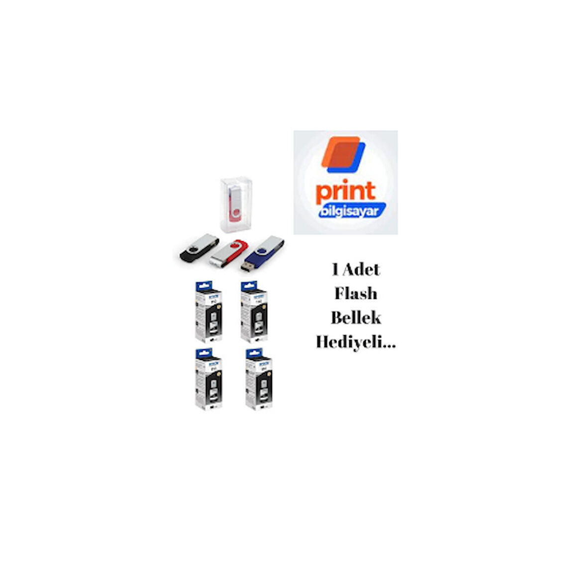 Epson 110 / M1170 Siyah Orjinal Mürekkep 4'LÜ Avantaj Paket Flash Usb Bellek Hediyeli
