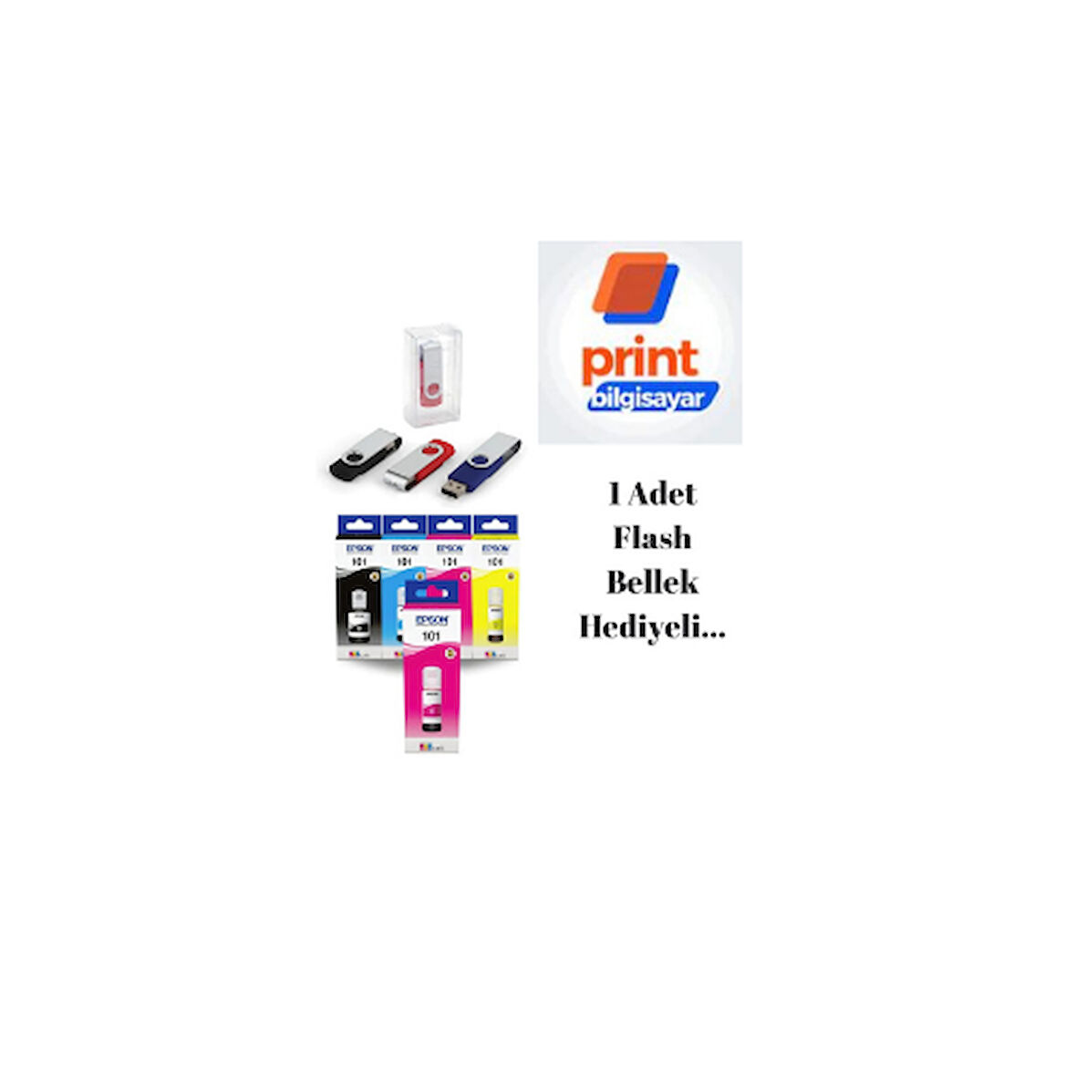 Epson 101 / L6190 Orjinal Mürekkep Takımı +1 Kırmızı Hediyeli Flash Usb Bellek Hediyeli
