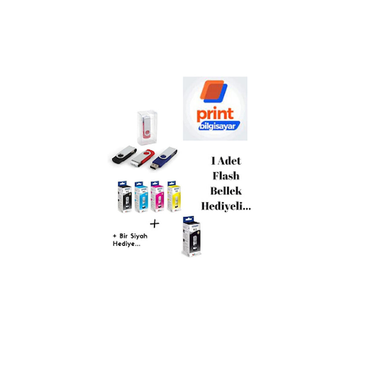 Epson 103 / L3256 Orjinal Mürekkep Takımı +1 Siyah Hediyeli Flash Usb Bellek Hediyeli