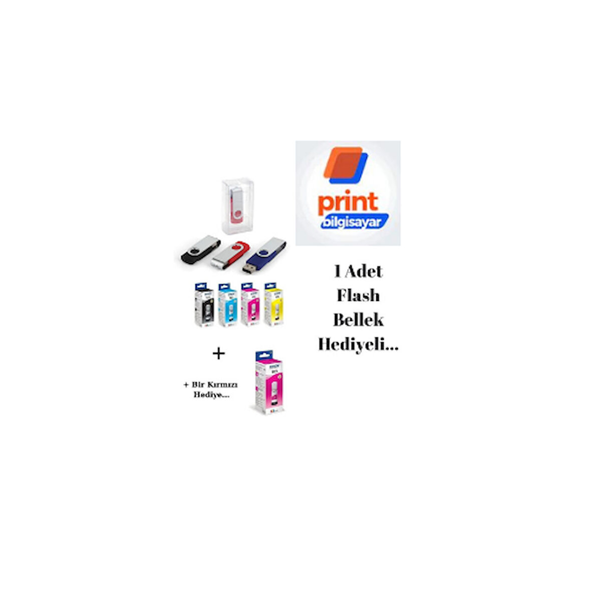 Epson 103 / L3266 Orjinal Mürekkep Takımı +1 Kırmızı Hediyeli Flash Usb Bellek Hediyeli