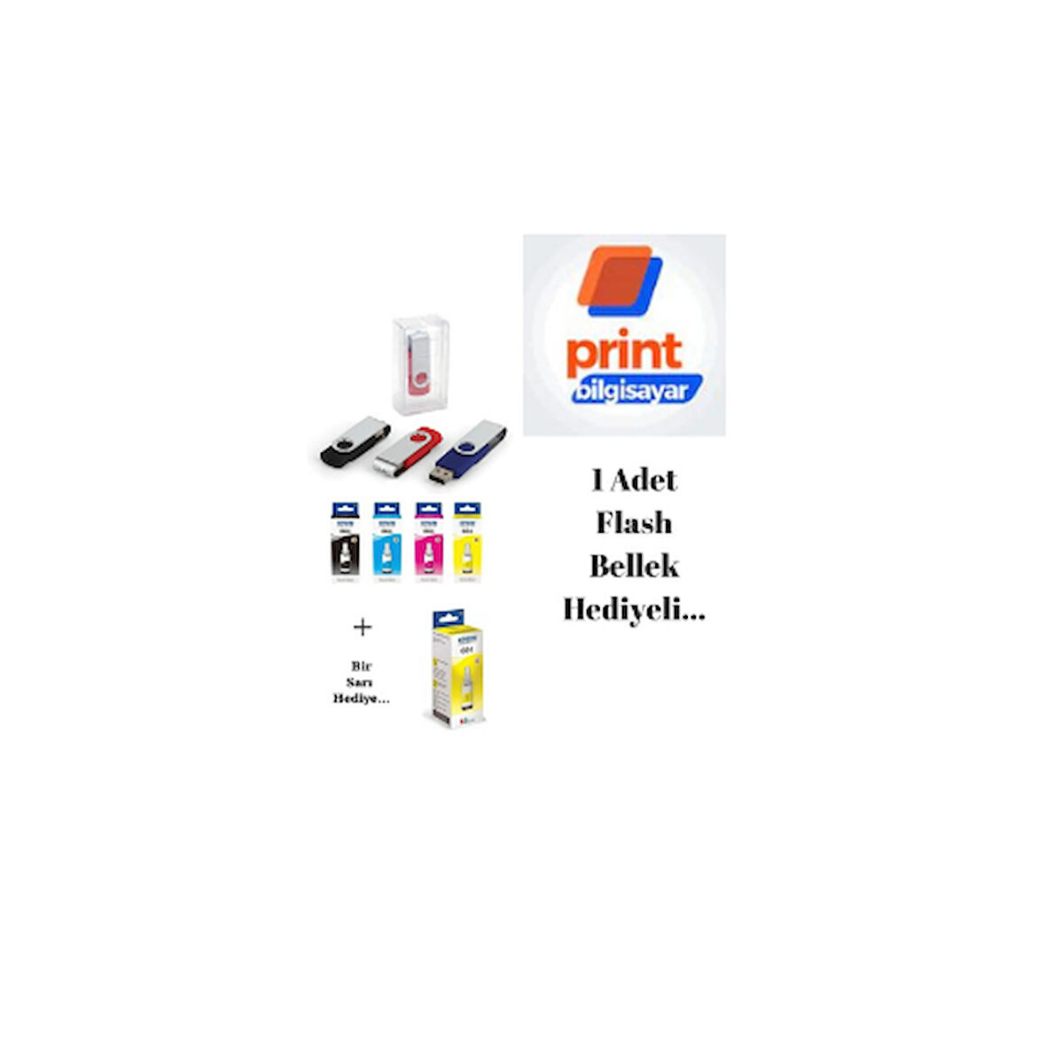 Epson T664 / L220 Orjinal Mürekkep Takımı +1 Sarı Hediyeli Flash Usb Bellek Hediyeli