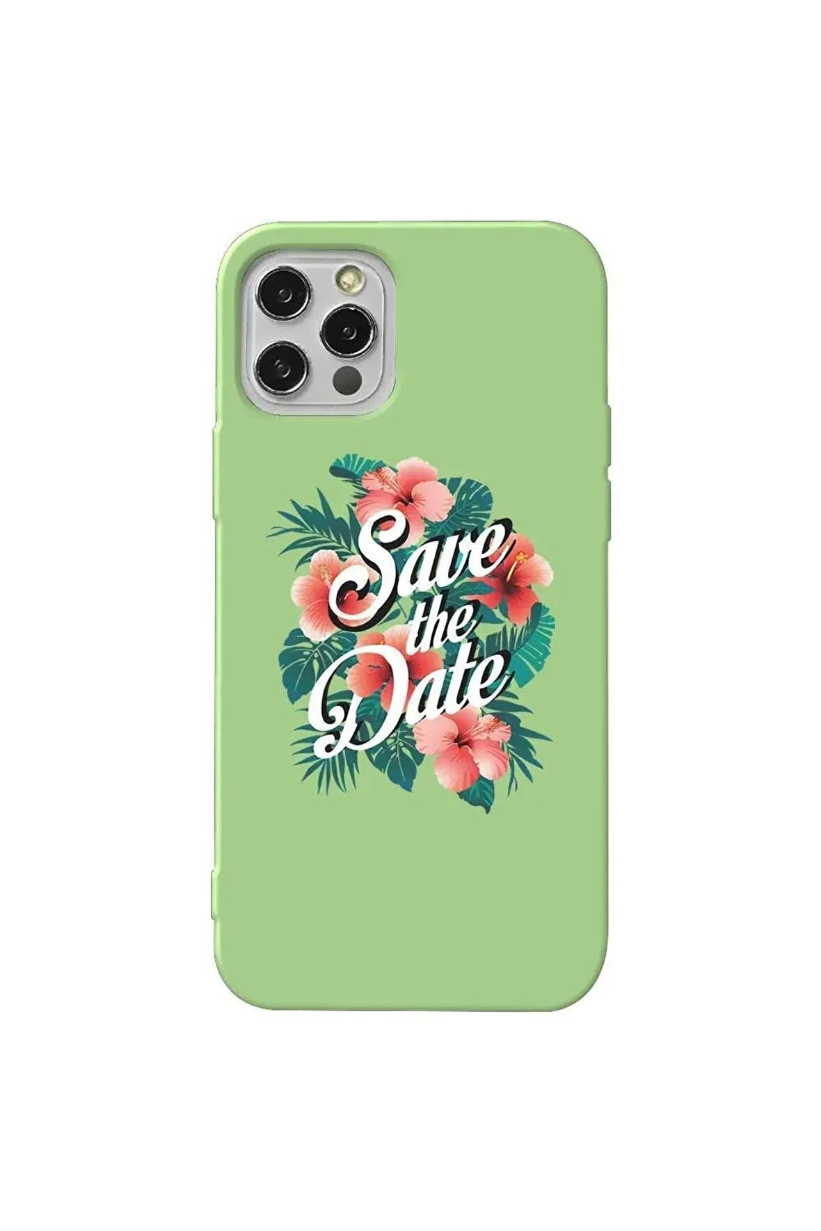Iphone 13 Pro Max Açik Yesil Renkli Silikon Telefon Kilifi - Save The Date