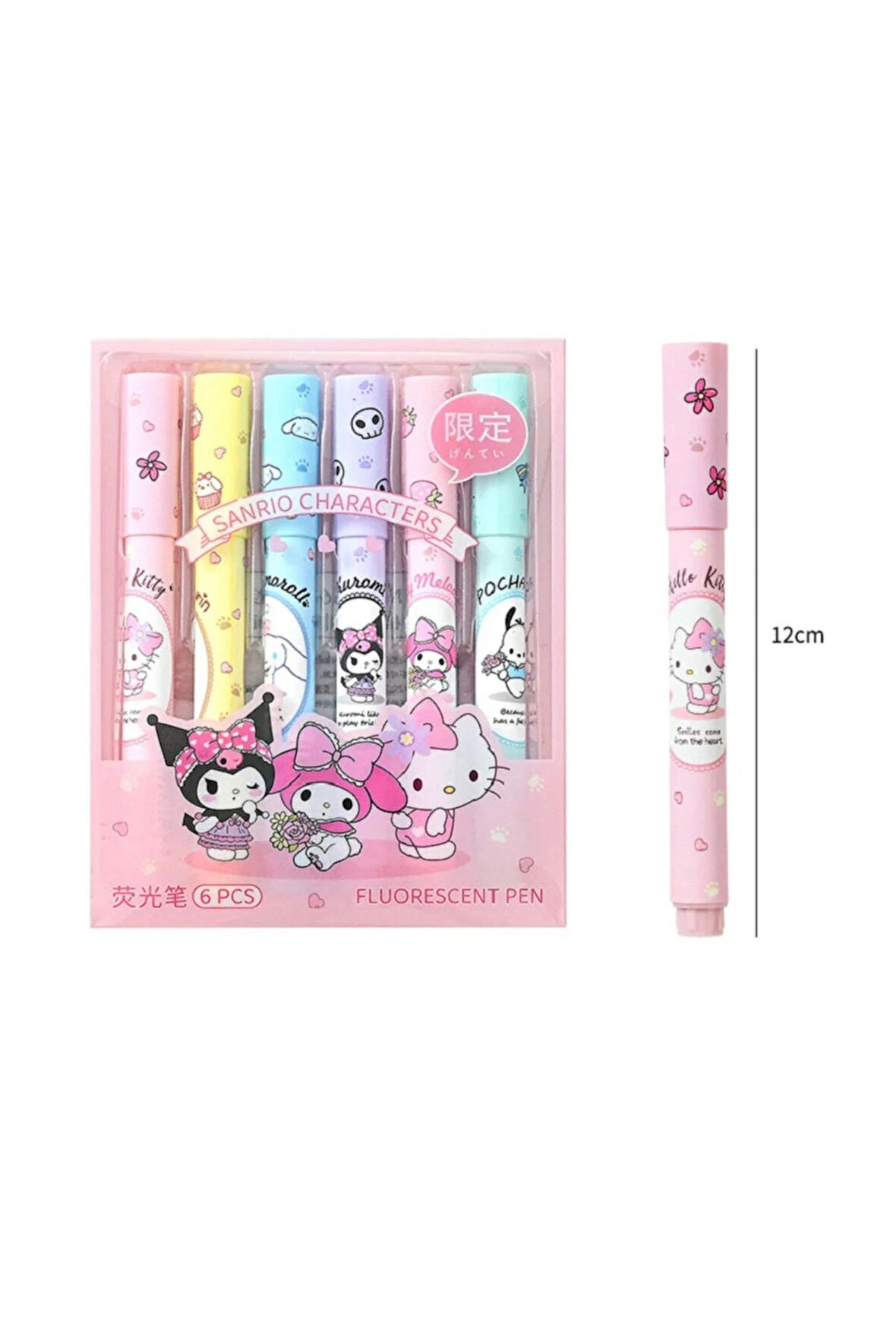 Hello Kitty Sanrio Karakterlerinden Oluşan Fluoresan Kalem Seti (6’lı)