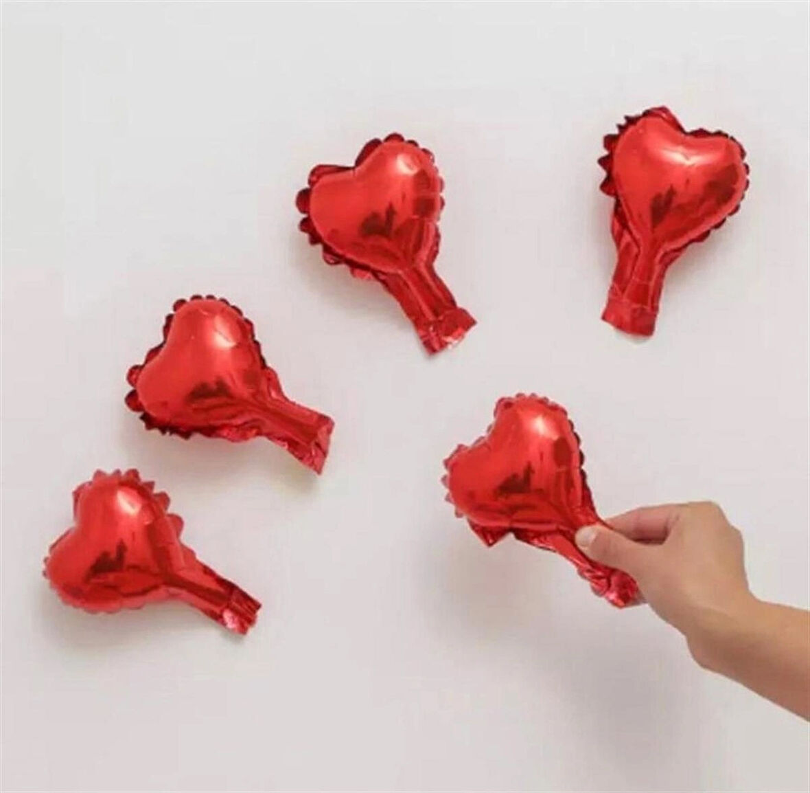 Mini Folya Kalp Kırmızı 5 adet