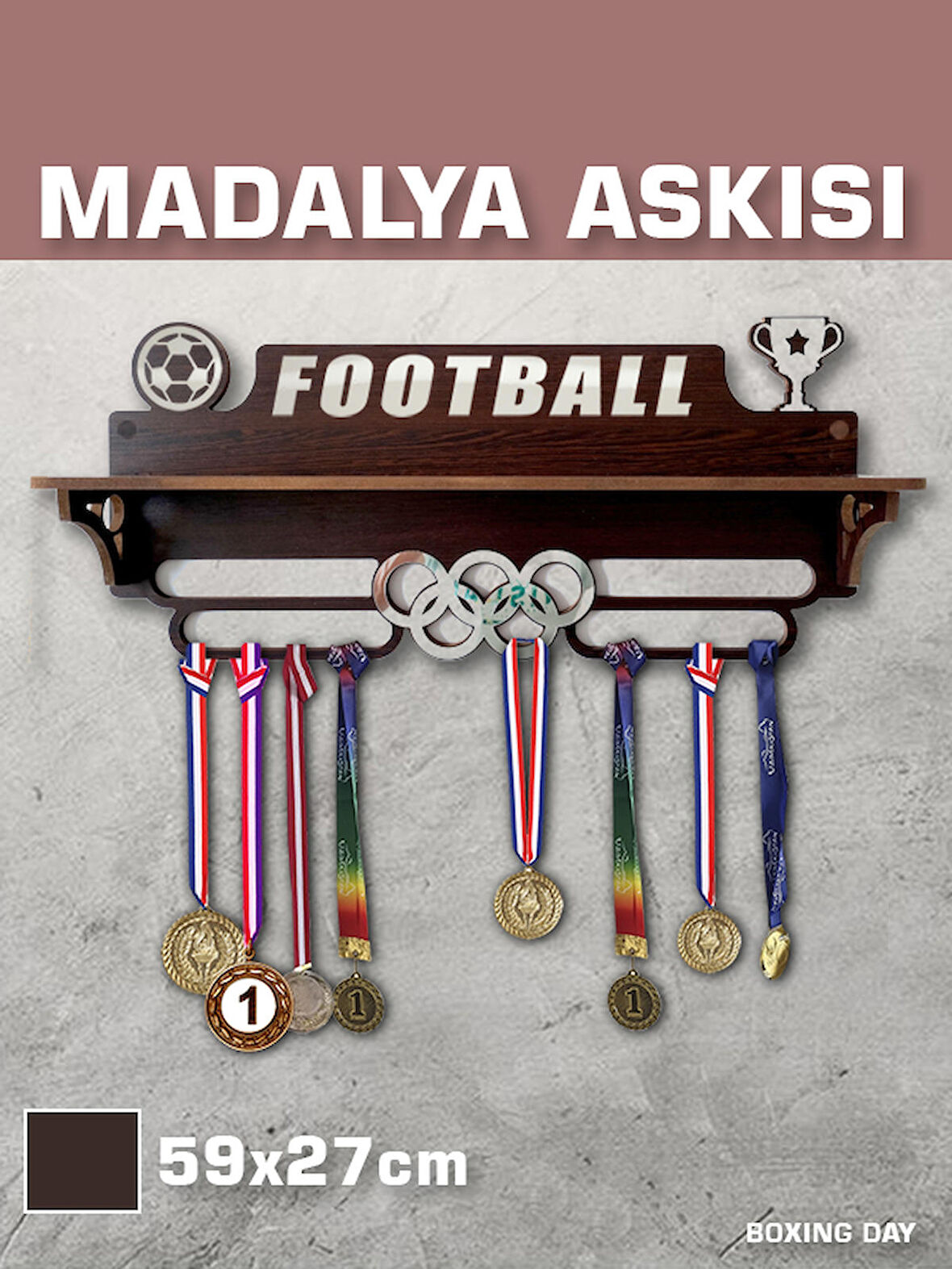 FUTBOL Sporcu Madalya Askısı L / Football Sporcu Ödül Duvar Askılı Madalyalık / Madalya Tutucu