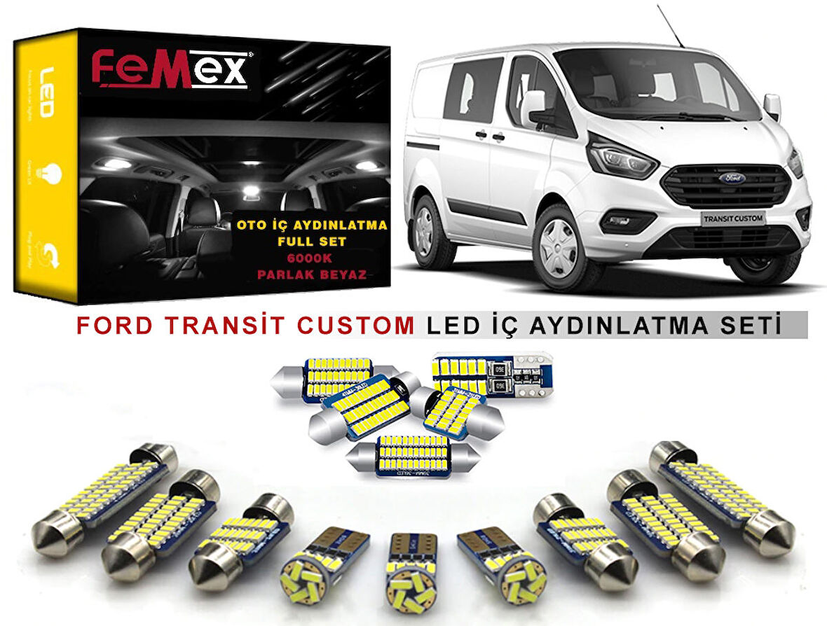 Ford Custom LED İç Aydınlatma Ampul Seti FEMEX Parlak Beyaz