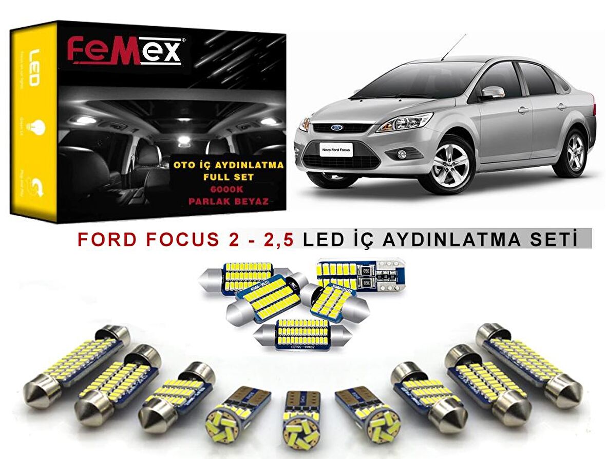 Ford Focus 2 -2,5 LED İç Aydınlatma Ampul Seti FEMEX Parlak Beyaz