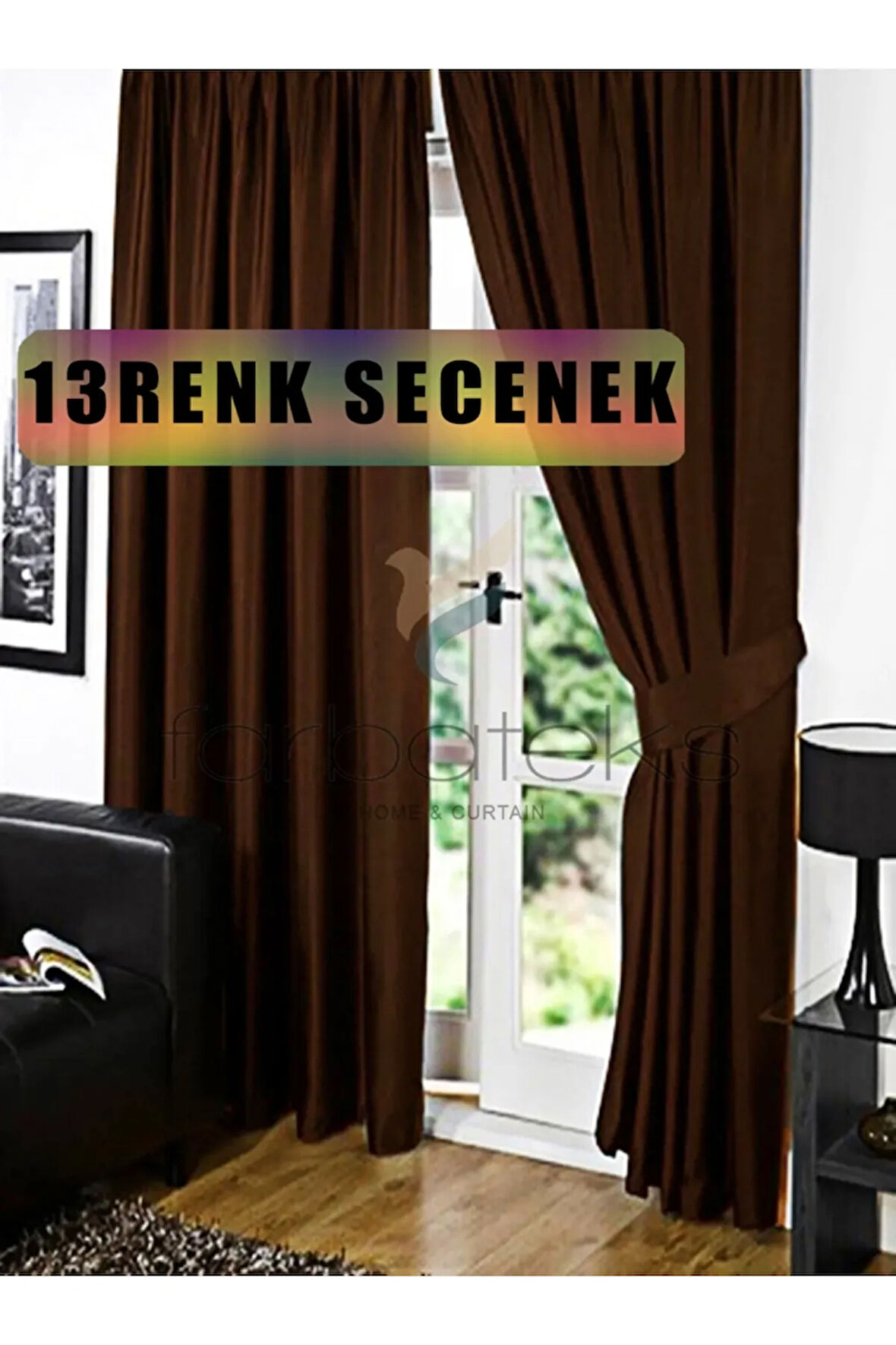 Kahve Kahvrengi Renk Güneşlik Blackout Kararma Fon Perde Düz Dikim