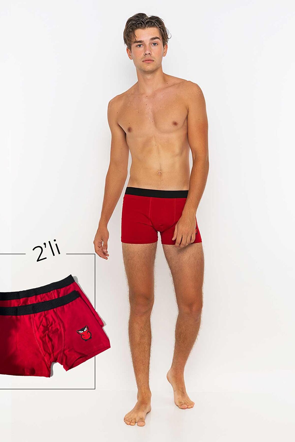 Redowl Baykuş Baskılı Boxer-Kırmızı-XL
