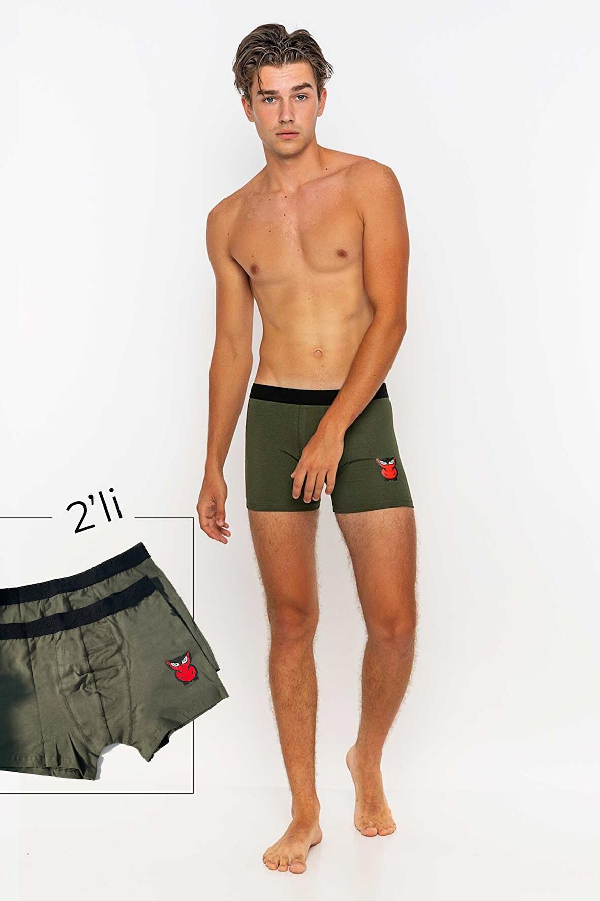 Redowl Baykuş Baskılı Boxer-Haki-XL