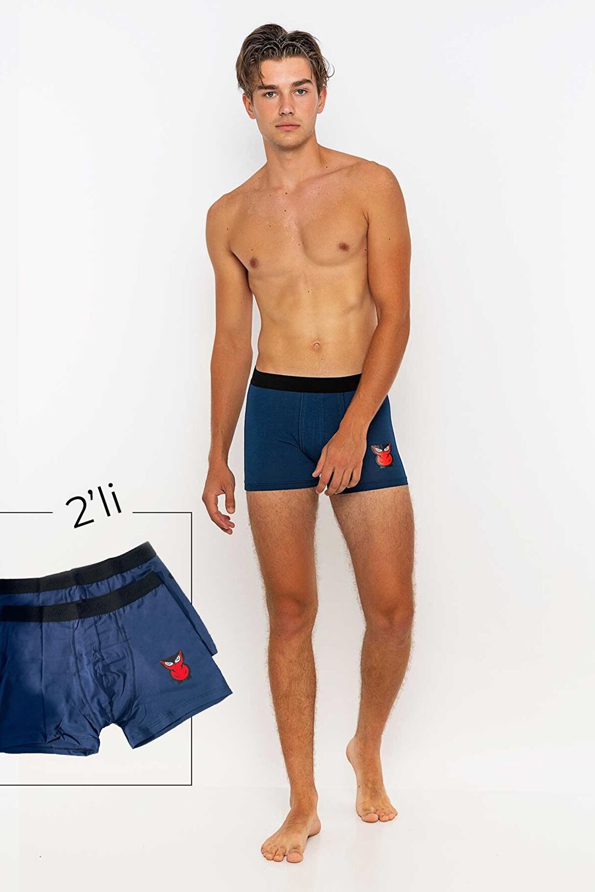 Redowl Baykuş Baskılı Boxer-İndigo-XXL