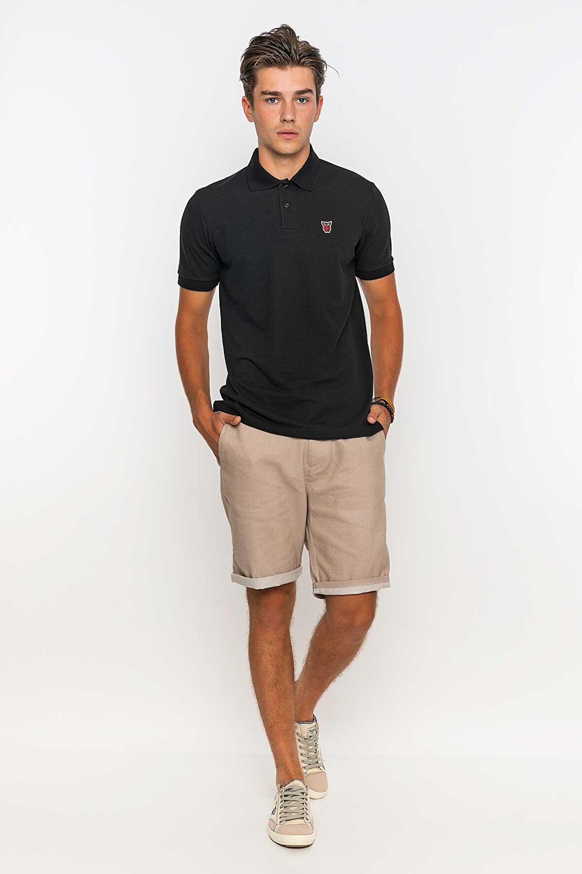 Redowl Erkek Polo Yaka Slim Fit Tişört-Siyah-S