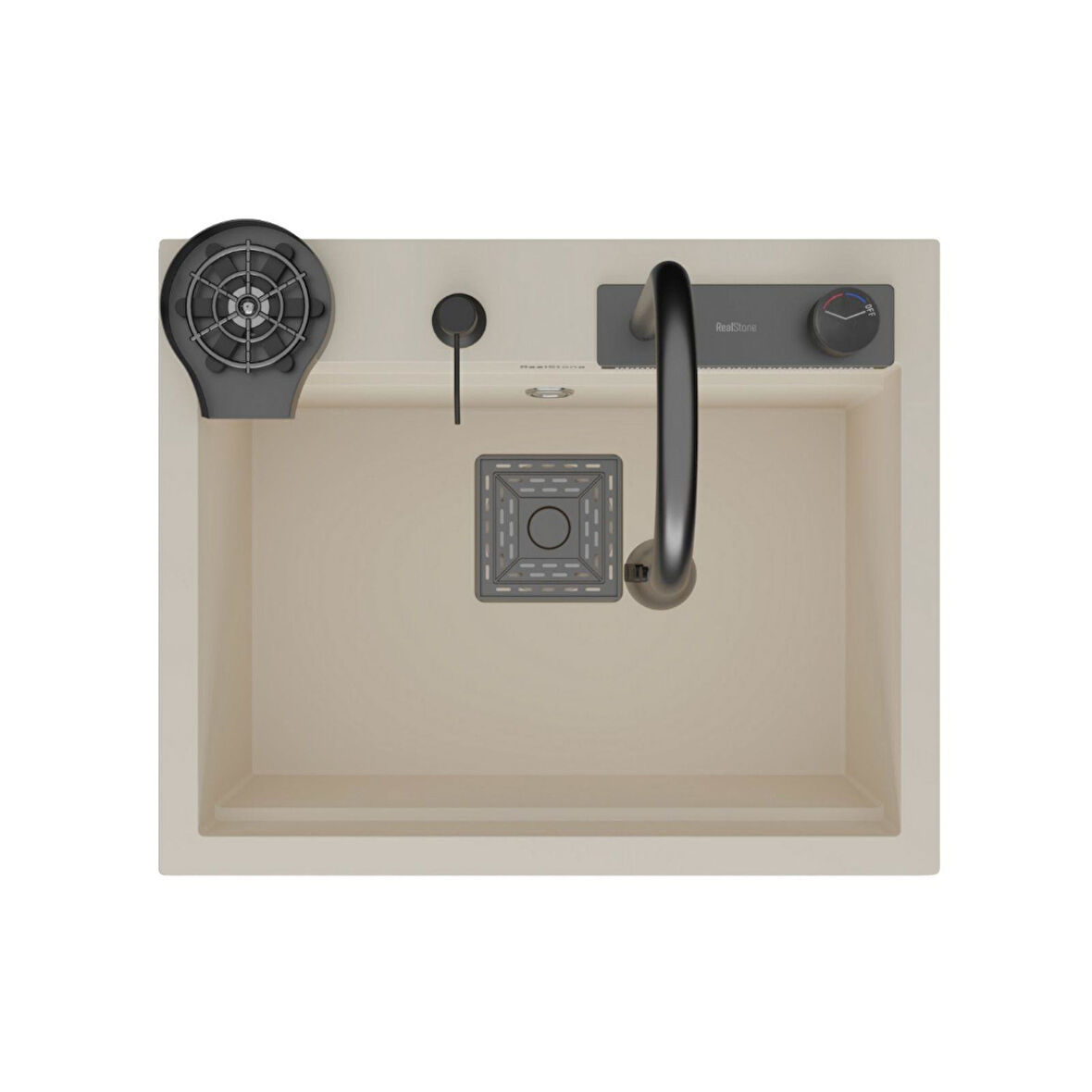 Real Stone Angel Granit Akıllı Eviye Seti Krem 60x49