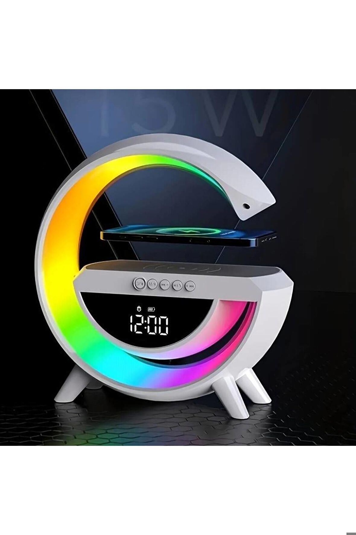 BLUETOOTH G HOPARLÖR RGB LED IŞIKLI SPEAKER ALARM SAAT FM RADYO AUX USB SD KART WİRELESS ŞARJ