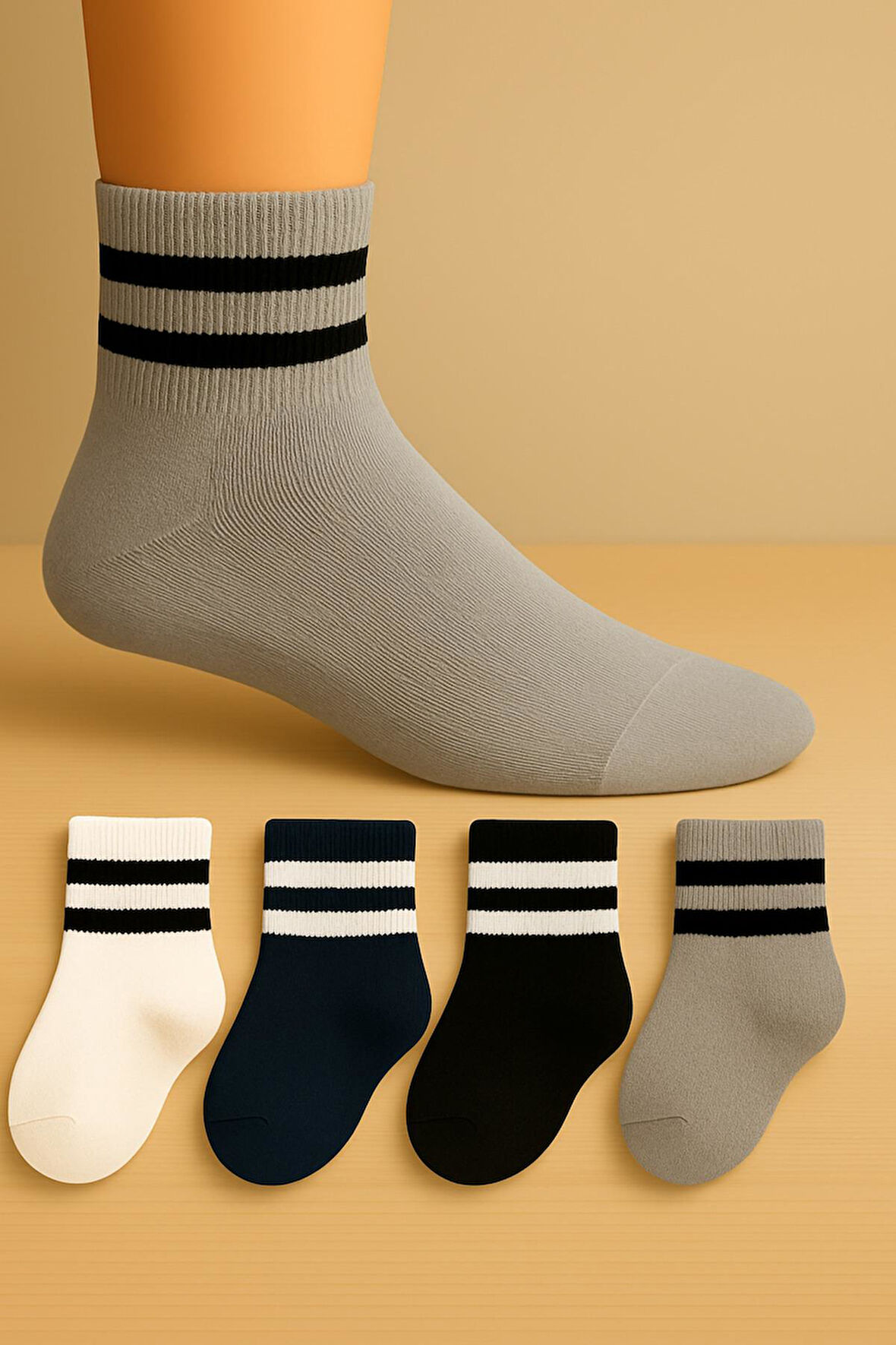 4 Çift Burun Dikişsiz Çemberli Tenis Çocuk Soket