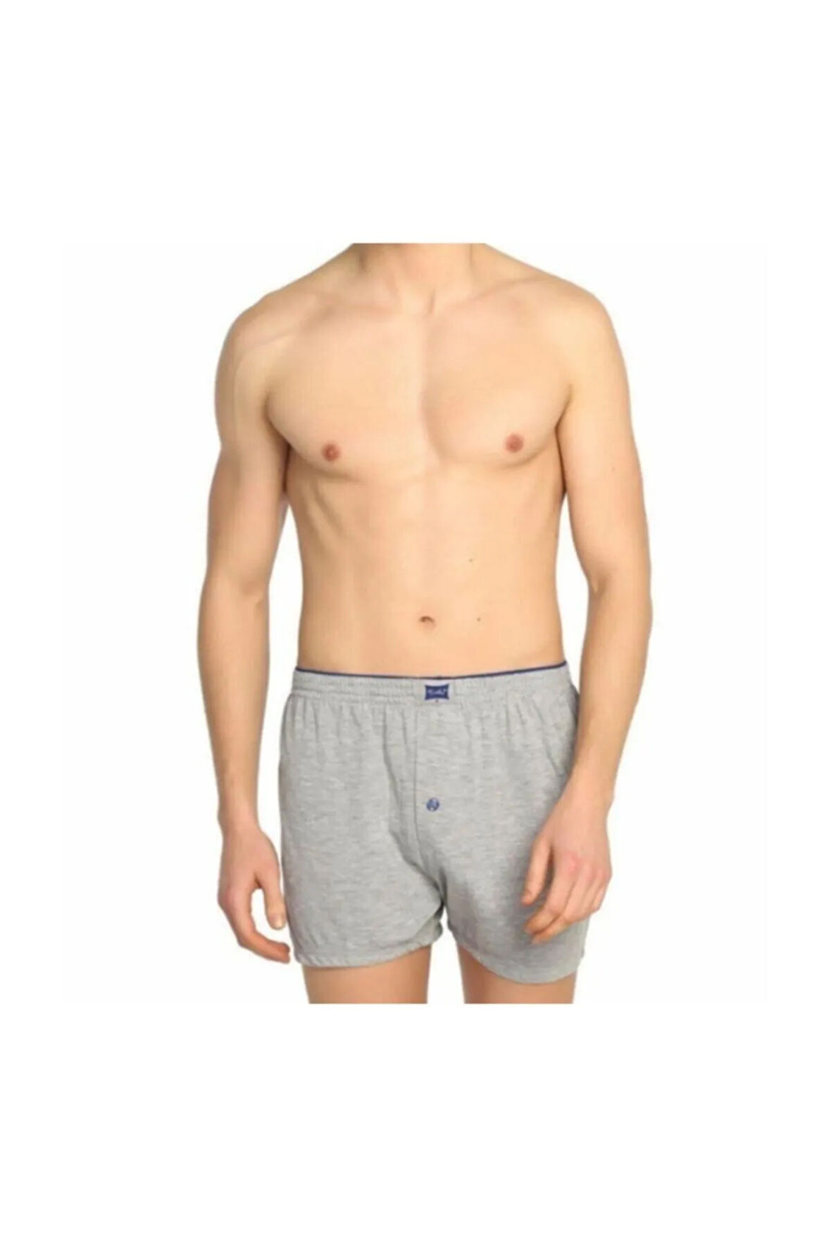 Erkek Lacivert 6'lı Paket Penye Önden Düğmeli Boxer